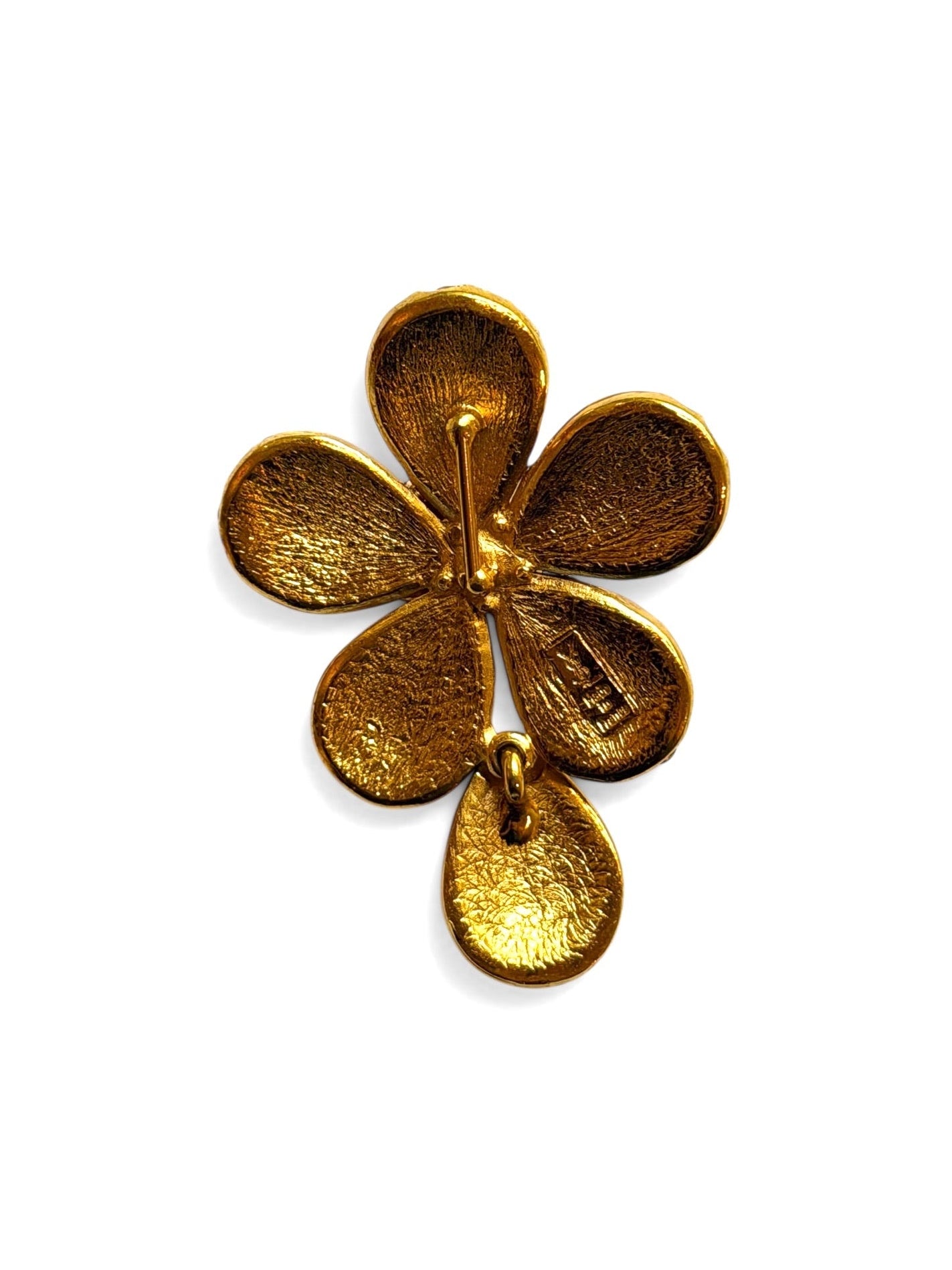 Vintage Yves Saint Laurent Pink Pavé Crystal Flower & Pearl Brooch