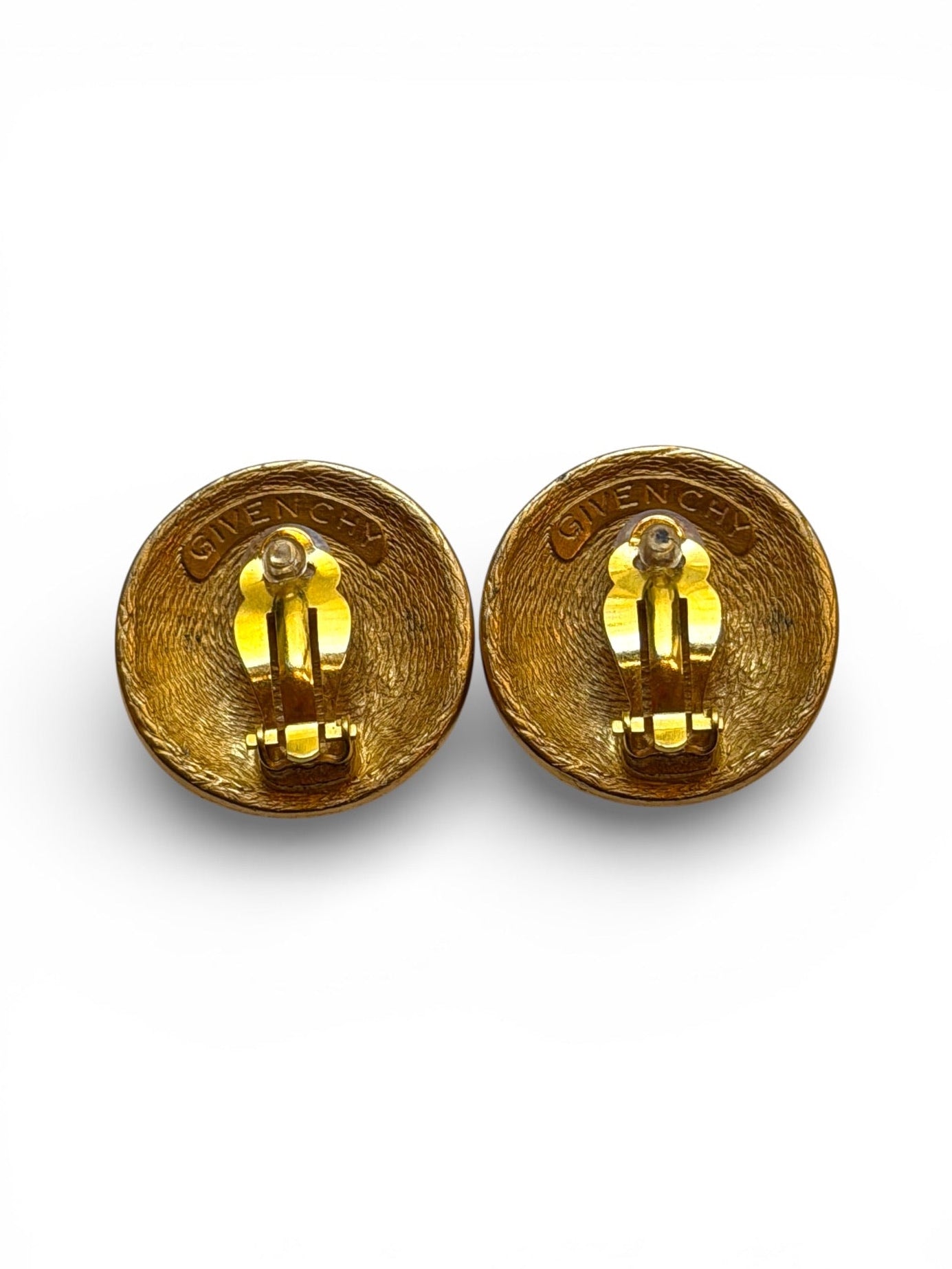 Vintage Givenchy Matte Gold-Tone Organic Texture Dome Clip Earrings