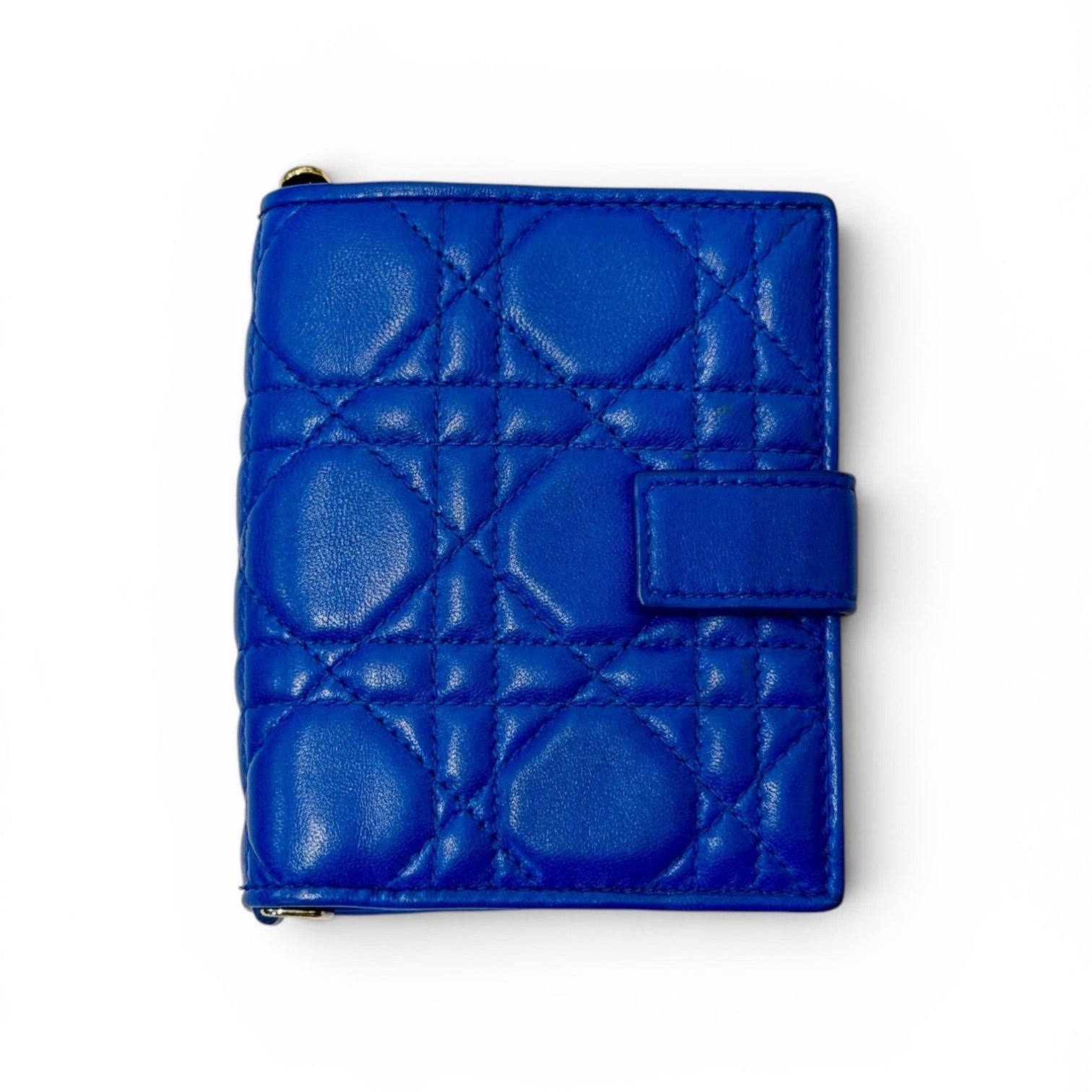 Christian Dior Lady Dior Cannage Blue Compact Wallet