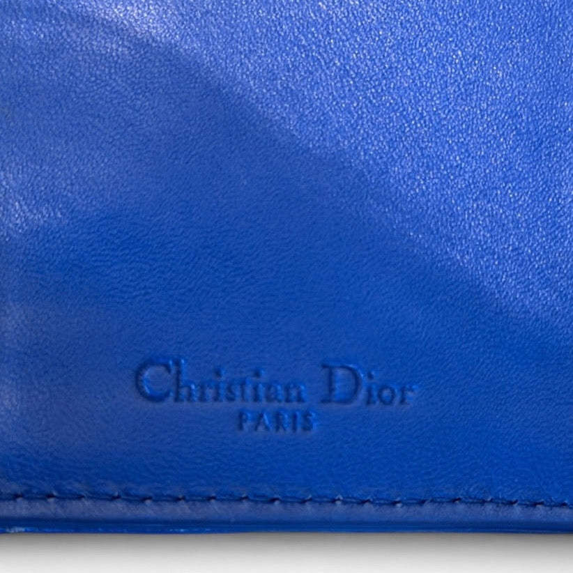 Christian Dior Lady Dior Cannage Blue Compact Wallet