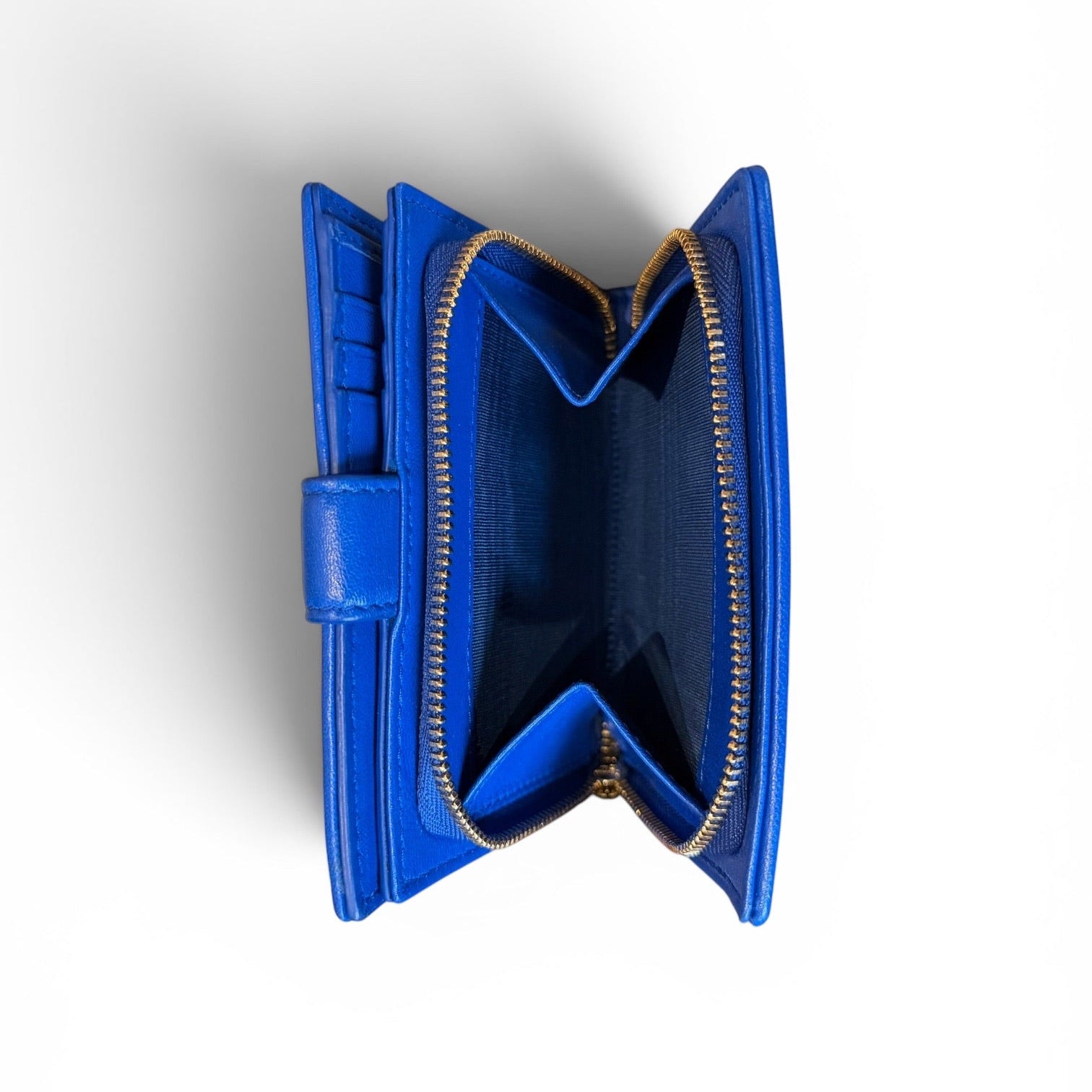 Christian Dior Lady Dior Cannage Blue Compact Wallet