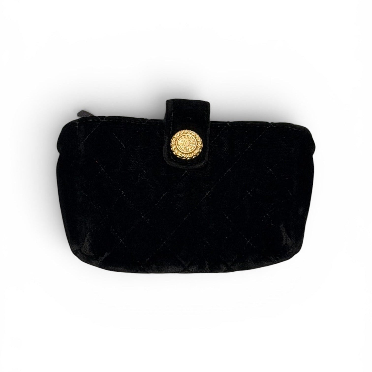 Chanel Black Quilted Velvet Mini Pouch