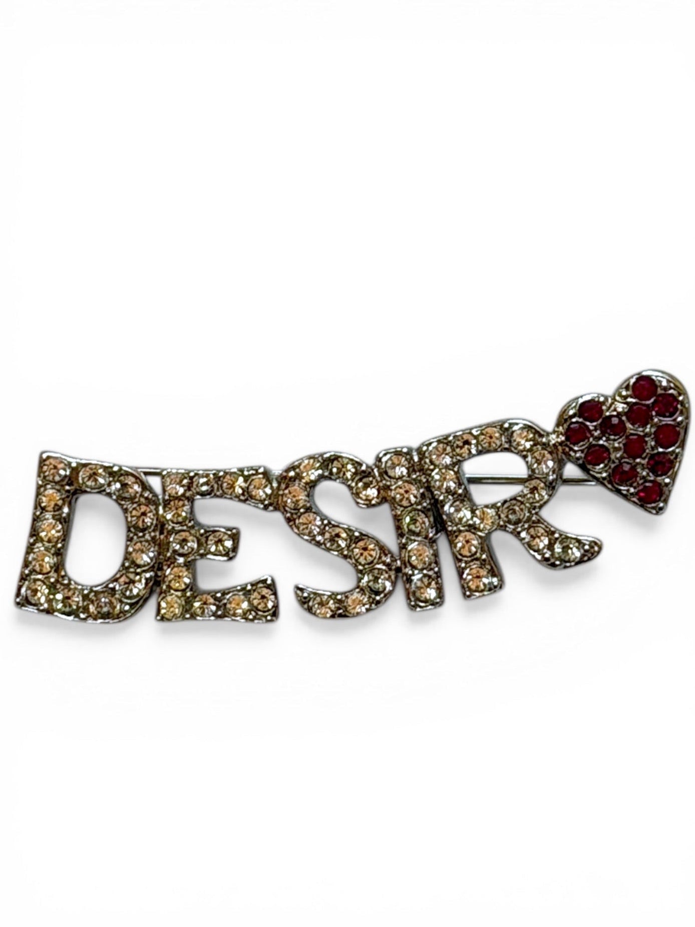 Vintage Yves Saint Laurent "Désir" Pavé Crystal Word Brooch