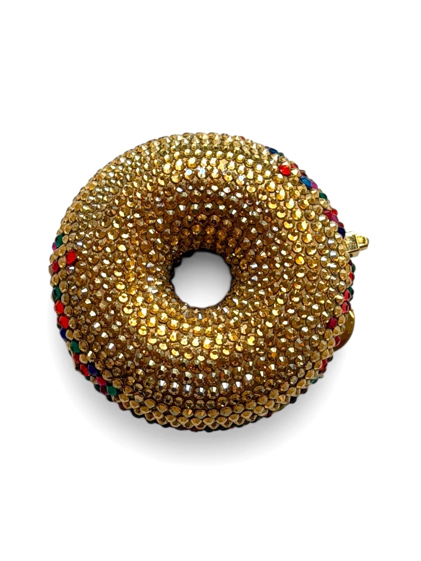 Vintage Judith Leiber Multicolour Pavé Crystal Donut Pill Box