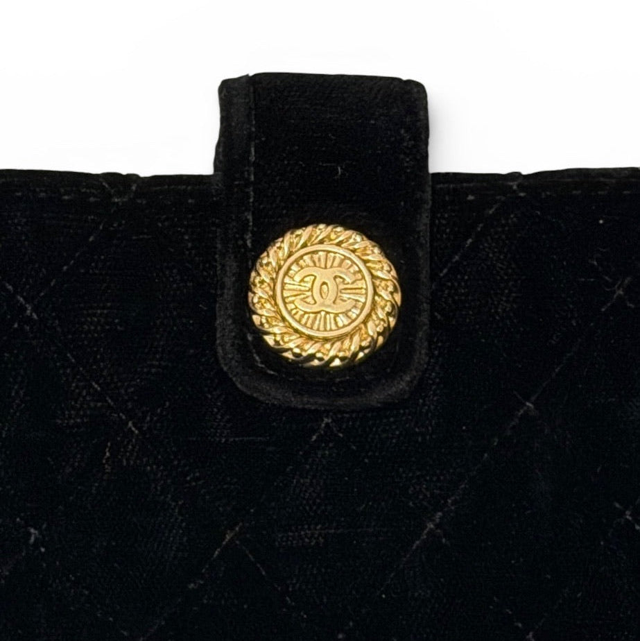 Chanel Black Quilted Velvet Mini Pouch