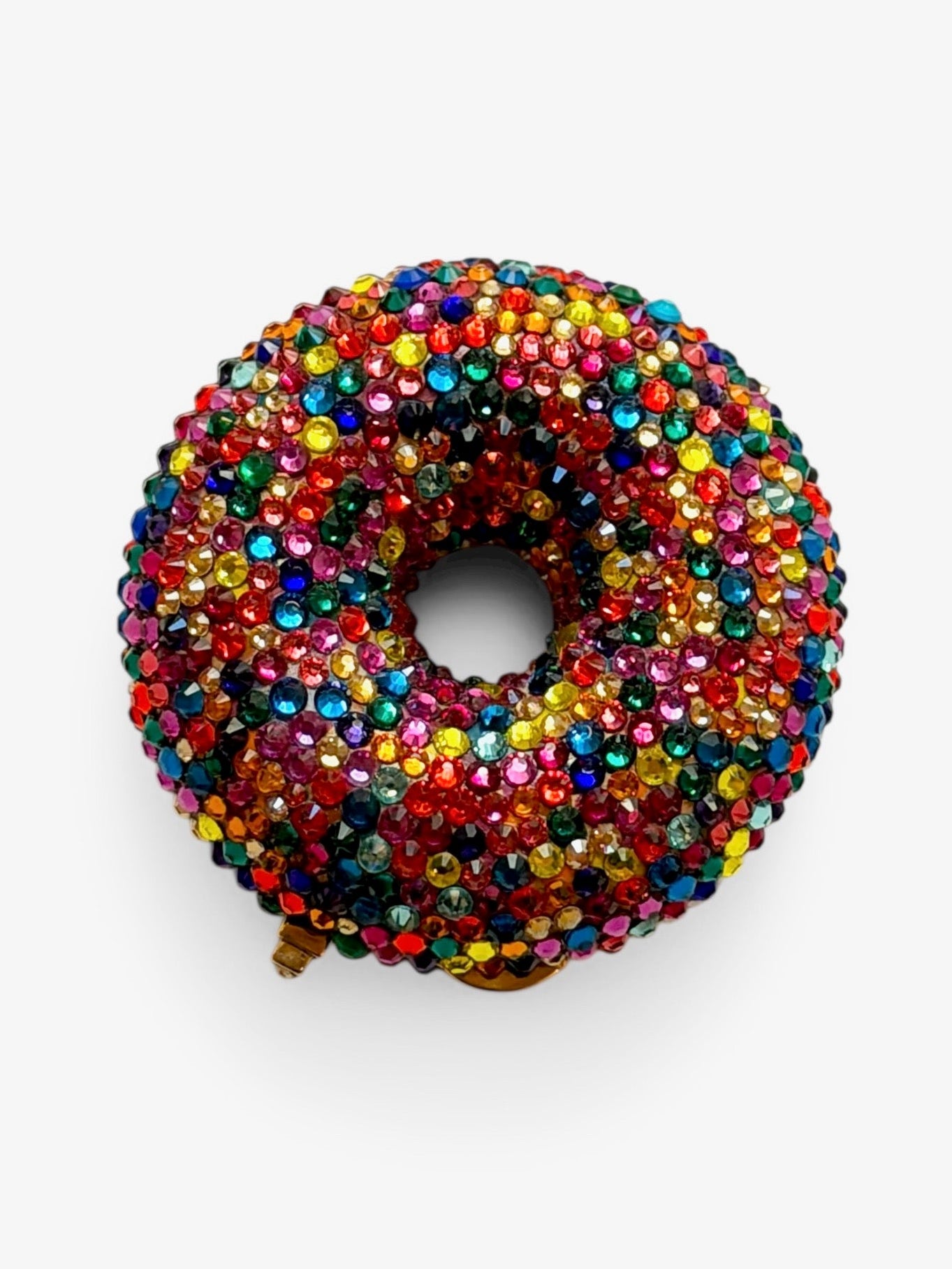 Vintage Judith Leiber Multicolour Pavé Crystal Donut Pill Box