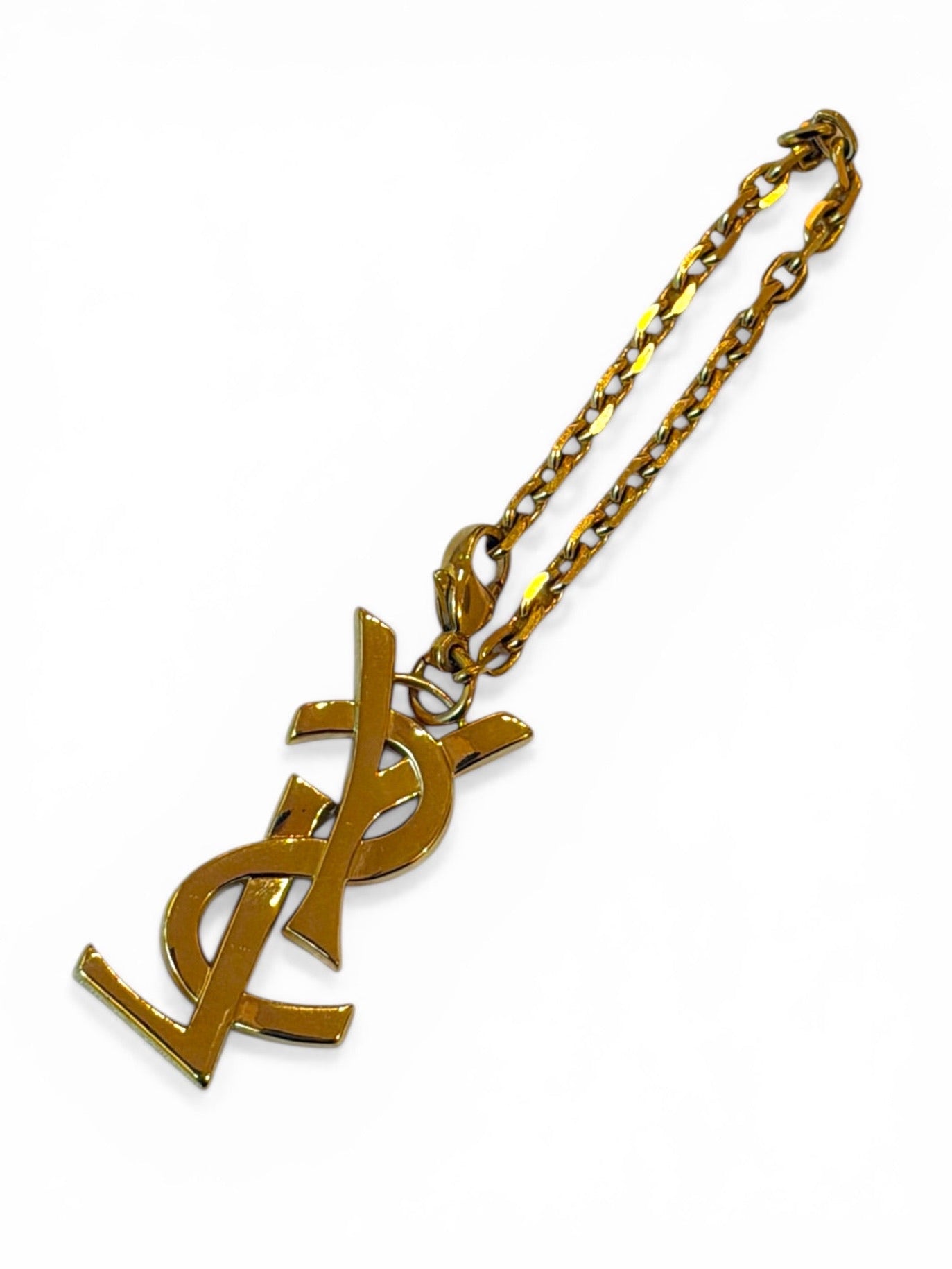 Vintage Yves Saint Laurent Gold-Tone YSL Monogram Bag Charm