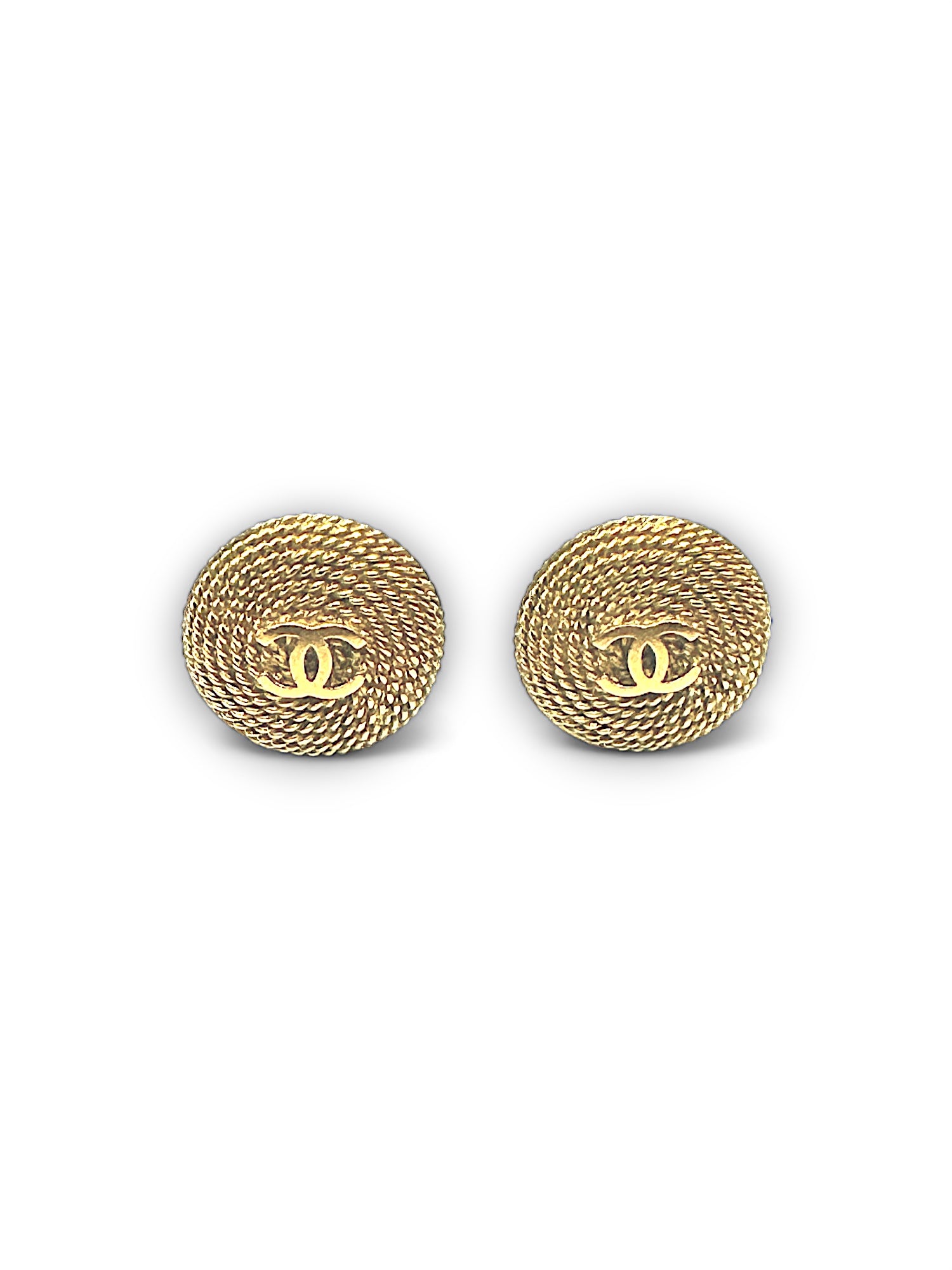 Vintage chainlink 'CC' clip earrings