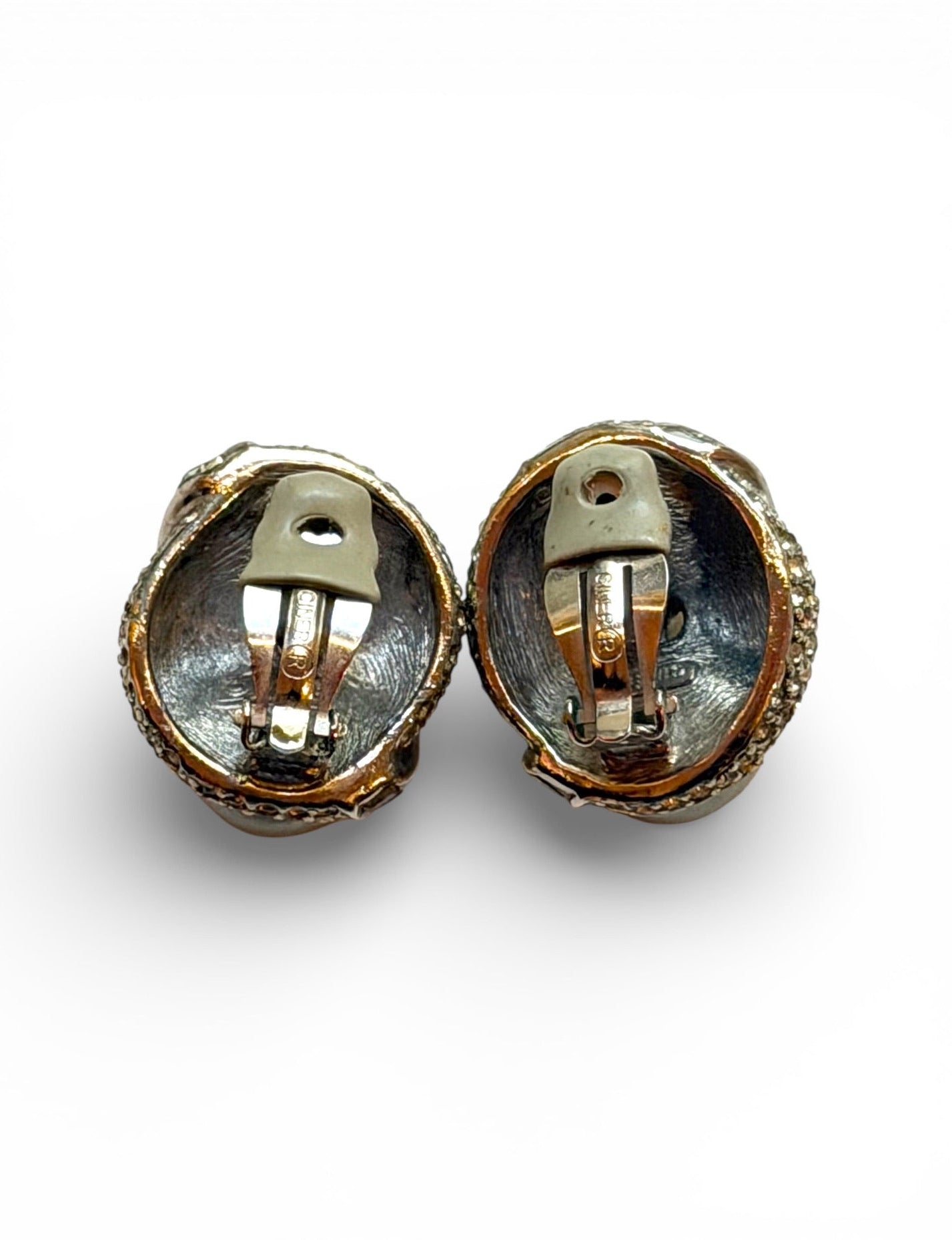 Vintage Ciner Dual Pearl & Crystal Pavé Clip Earrings