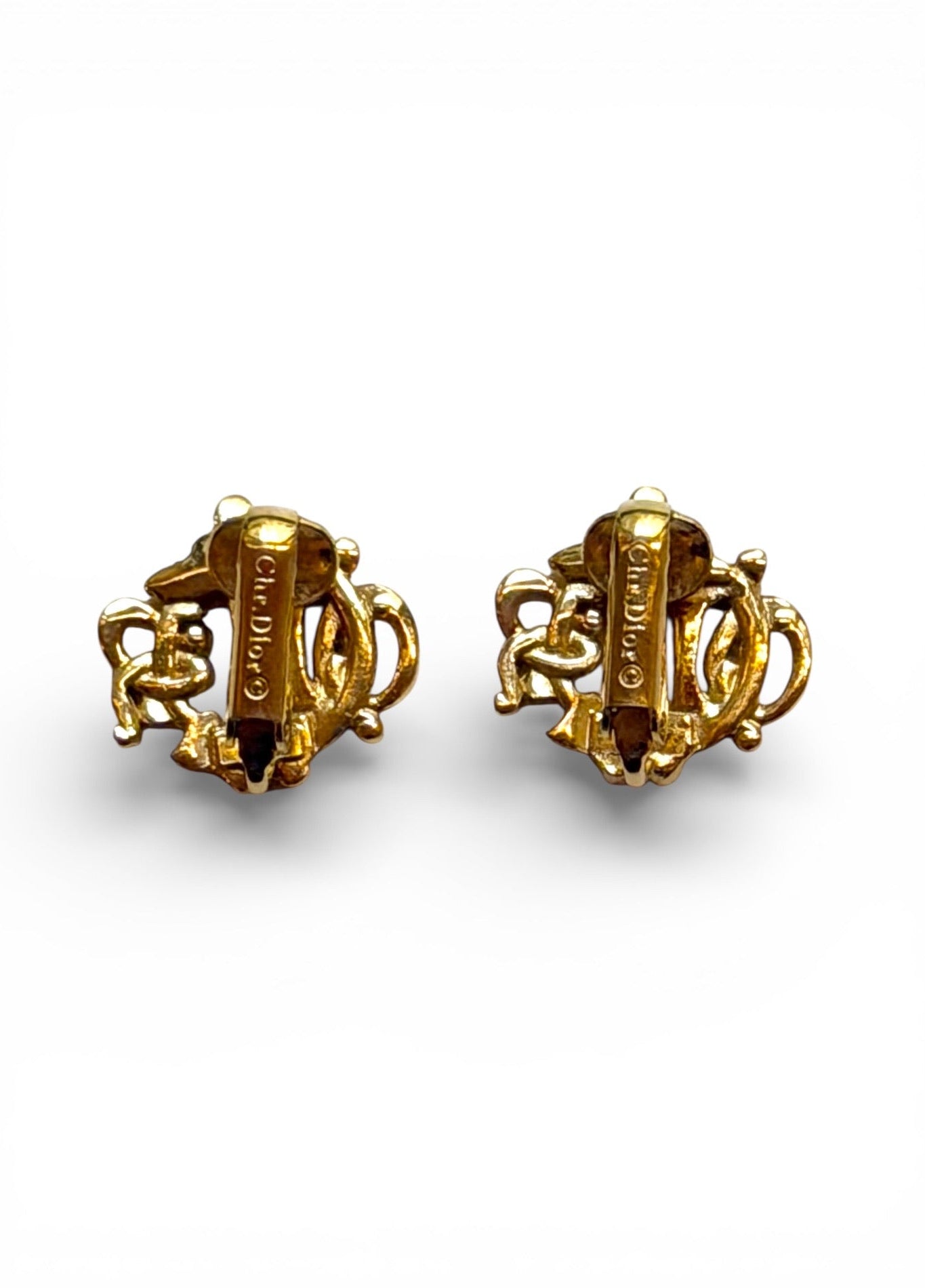 Vintage Christian Dior Baroque Openwork Gold-Tone Clip Earrings