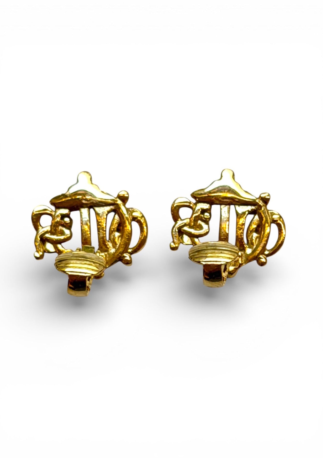 Vintage Christian Dior Baroque Openwork Gold-Tone Clip Earrings