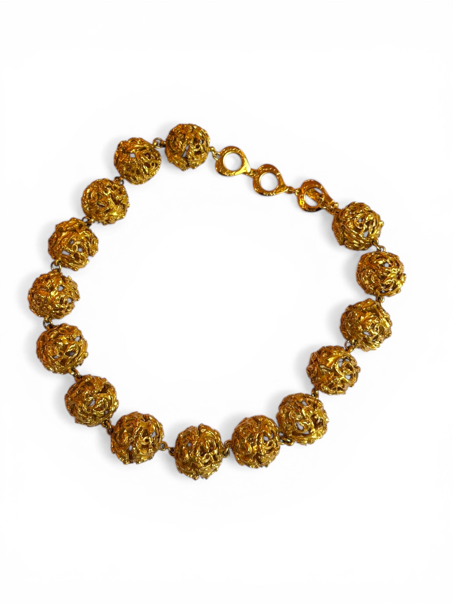 Yves SAINT LAURENT Collier chocker boulle métal doré