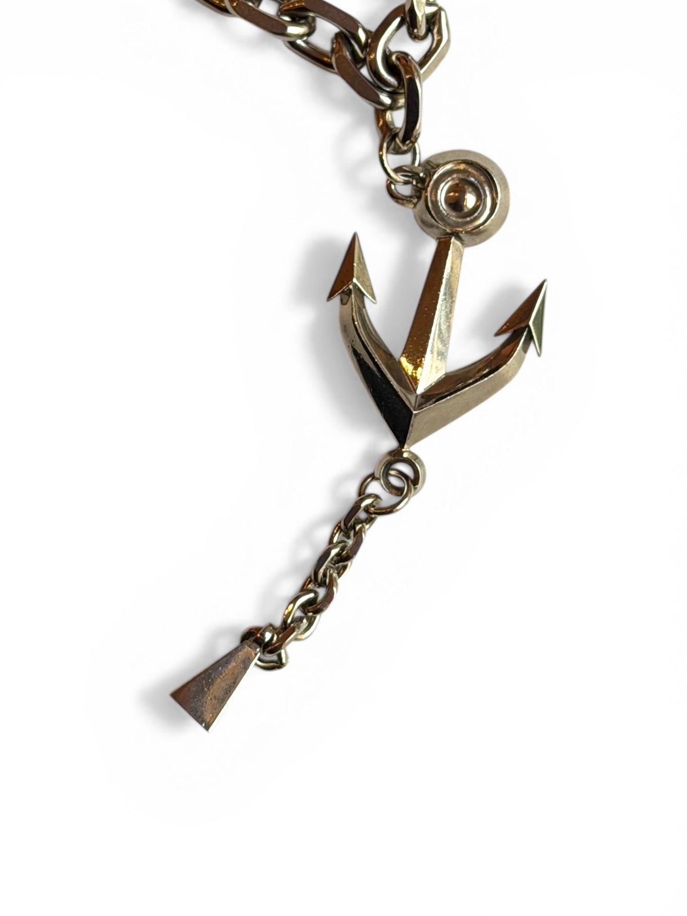 Vintage Thierry Mugler Silver-Tone Anchor Pendant Necklace