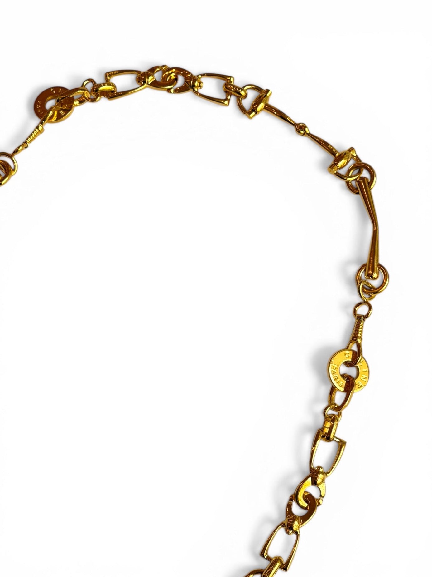 Vintage Céline Paris Gold-Tone Equestrian Snaffle Bit Chain Necklace
