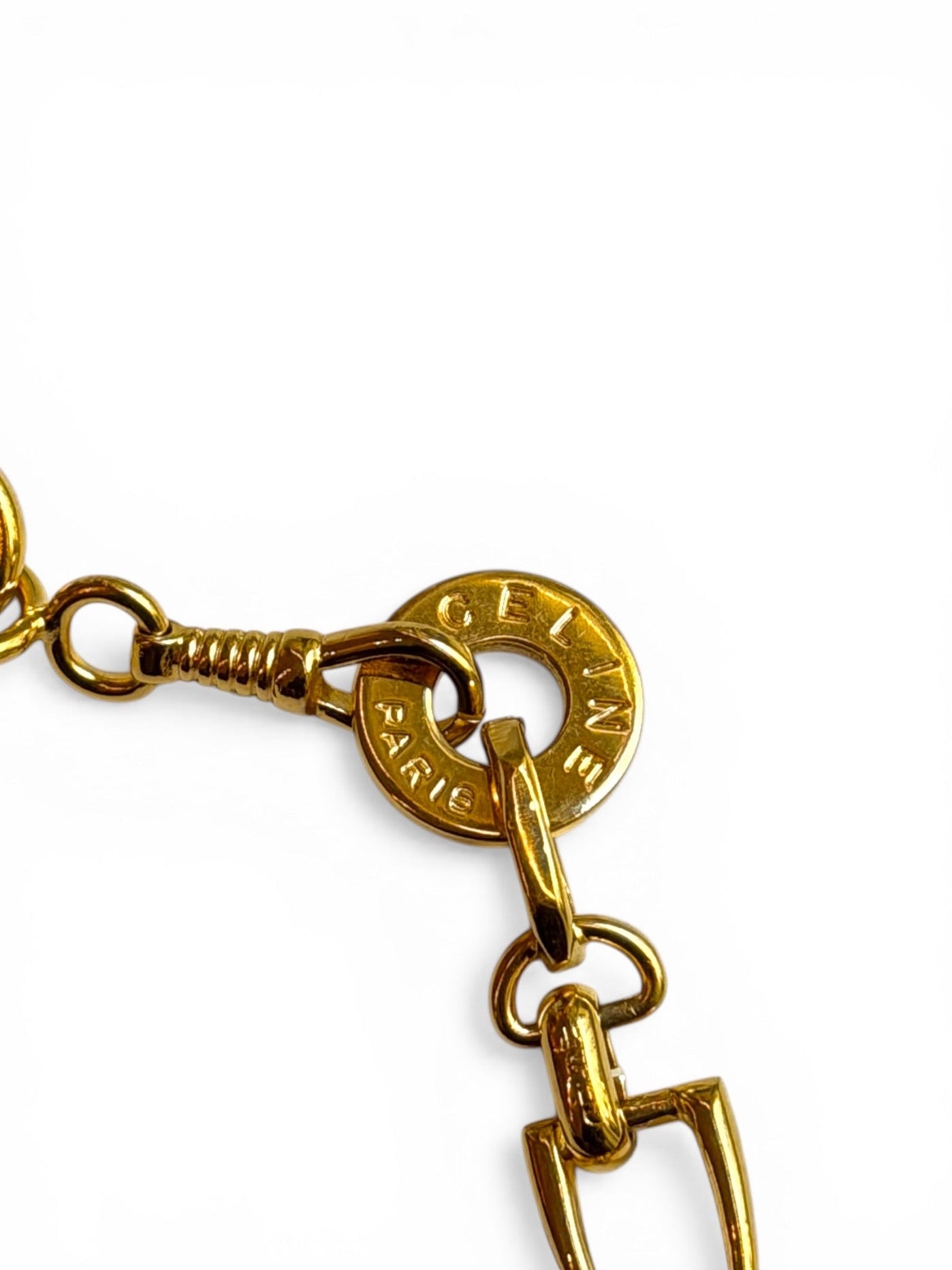 Vintage Céline Paris Gold-Tone Equestrian Snaffle Bit Chain Necklace