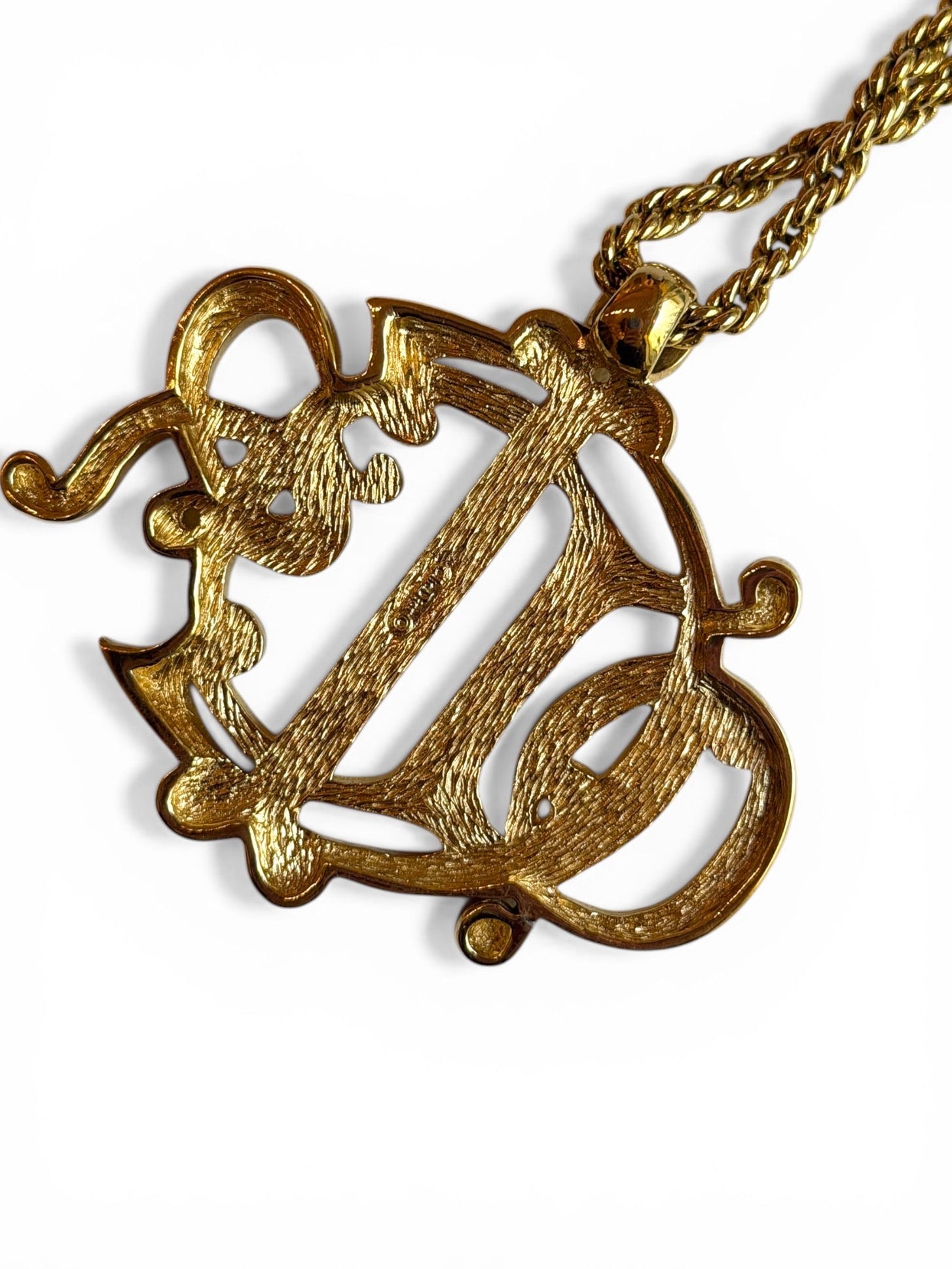 Vintage Christian Dior Gold-Tone CD Monogram Pendant Necklace
