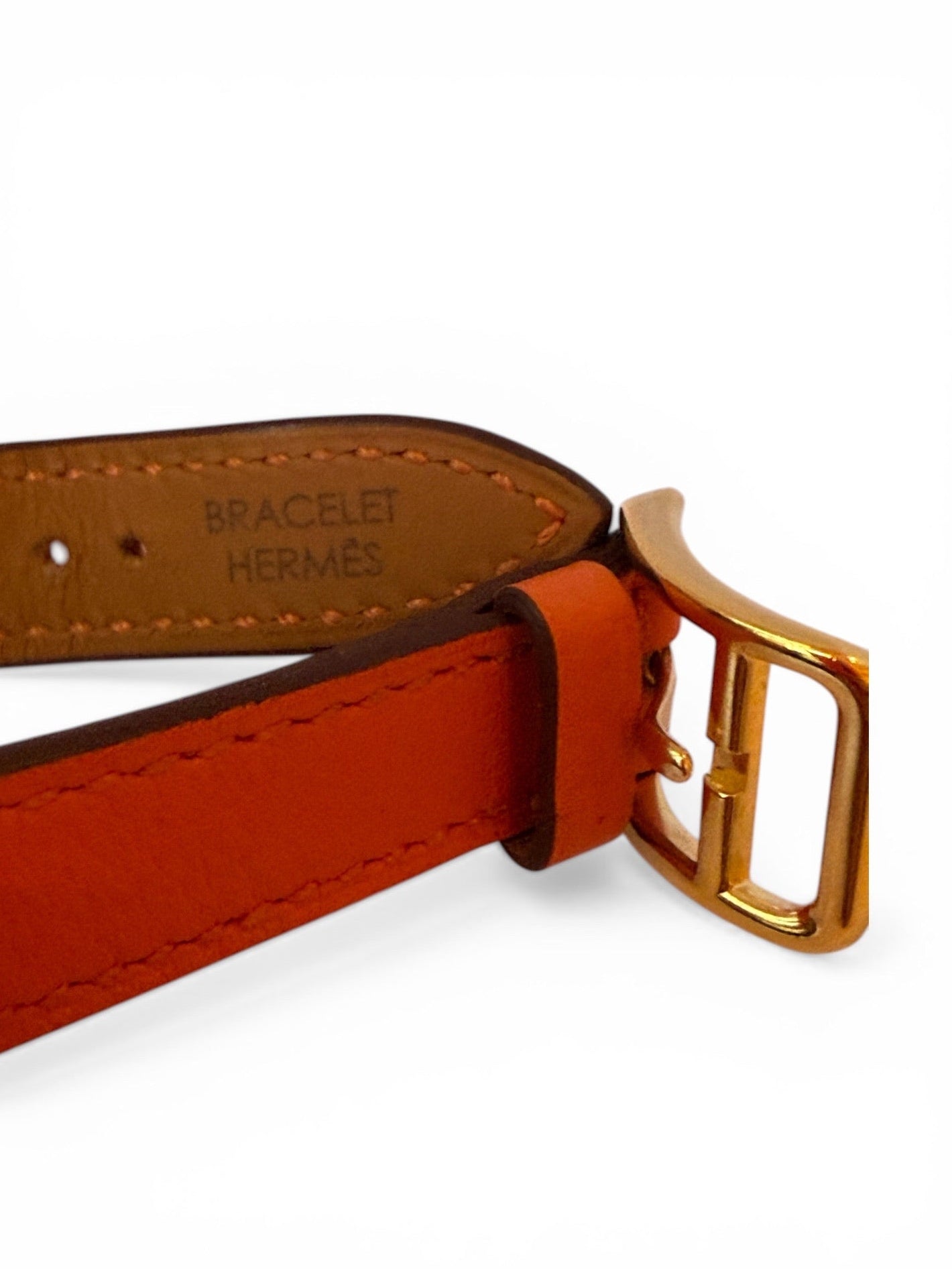 Vintage Hermès Kelly Watch Orange Leather Strap Gold-Tone Padlock