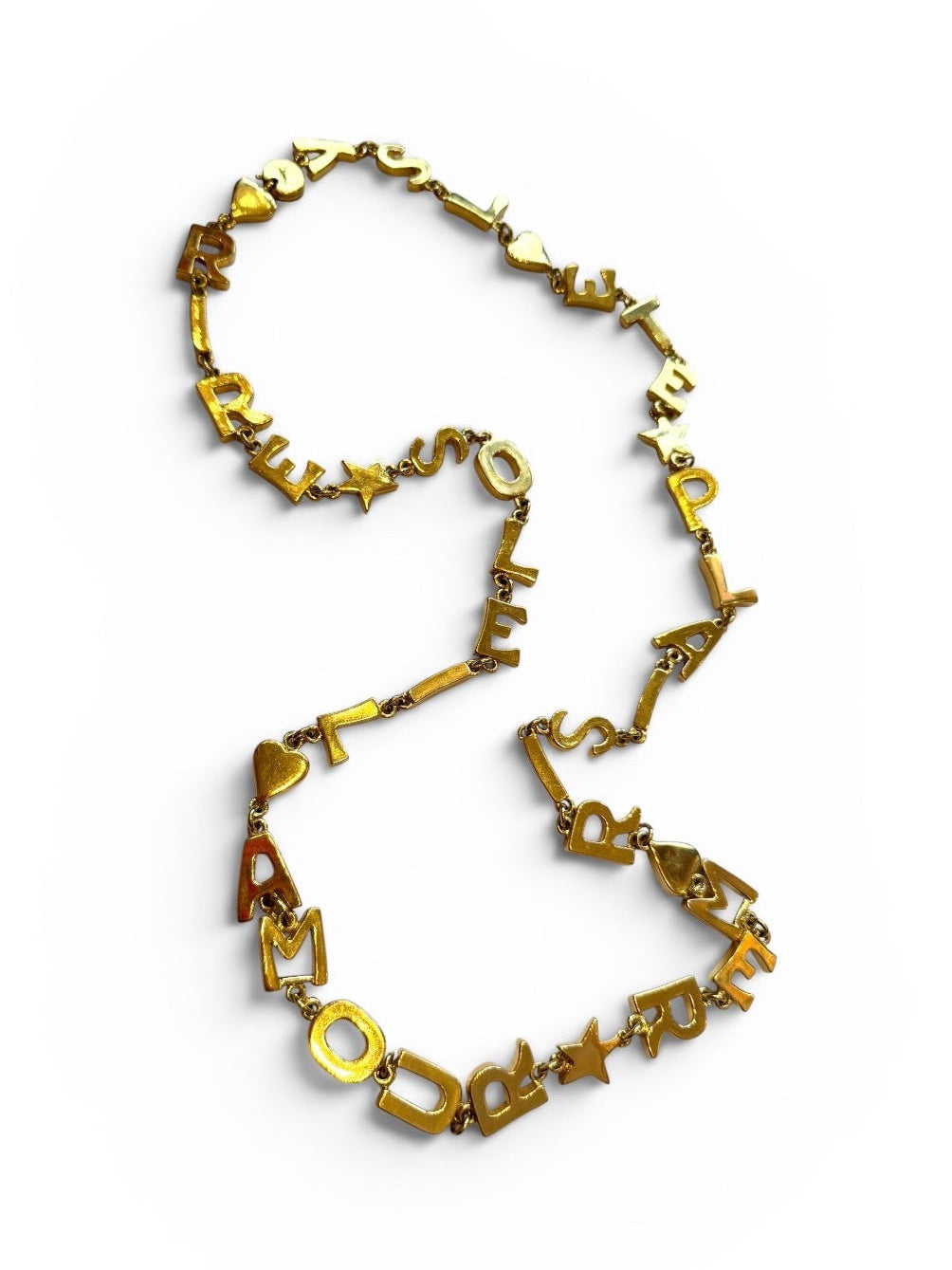 Vintage Yves Saint Laurent Gold-Tone "Soleil Amour Plaisir" Letter Sautoir