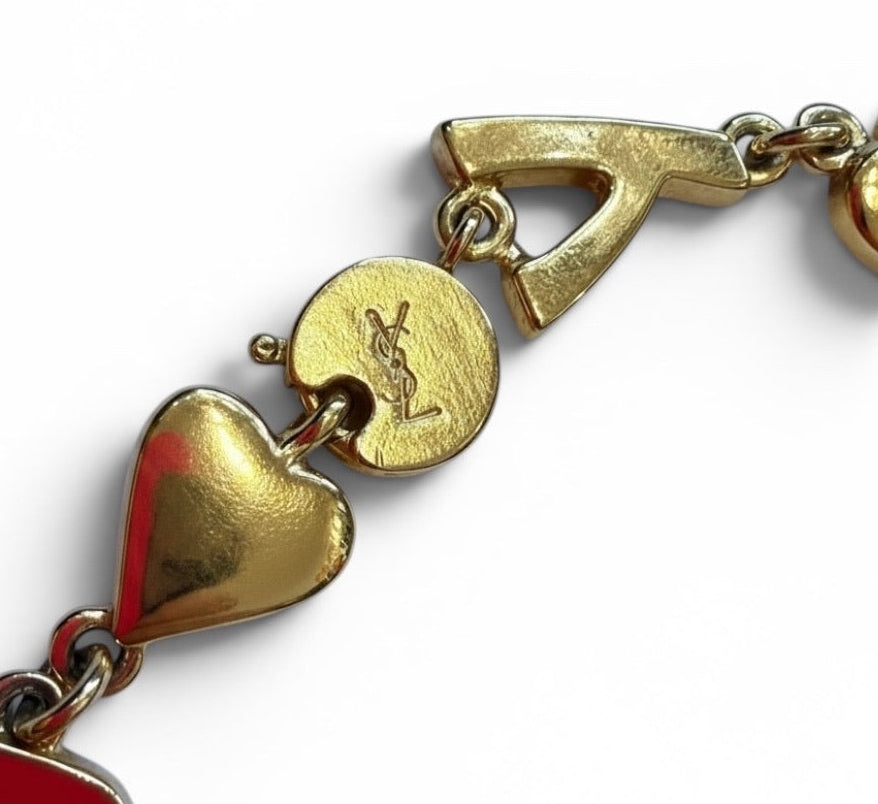 Vintage Yves Saint Laurent Gold-Tone "Soleil Amour Plaisir" Letter Sautoir