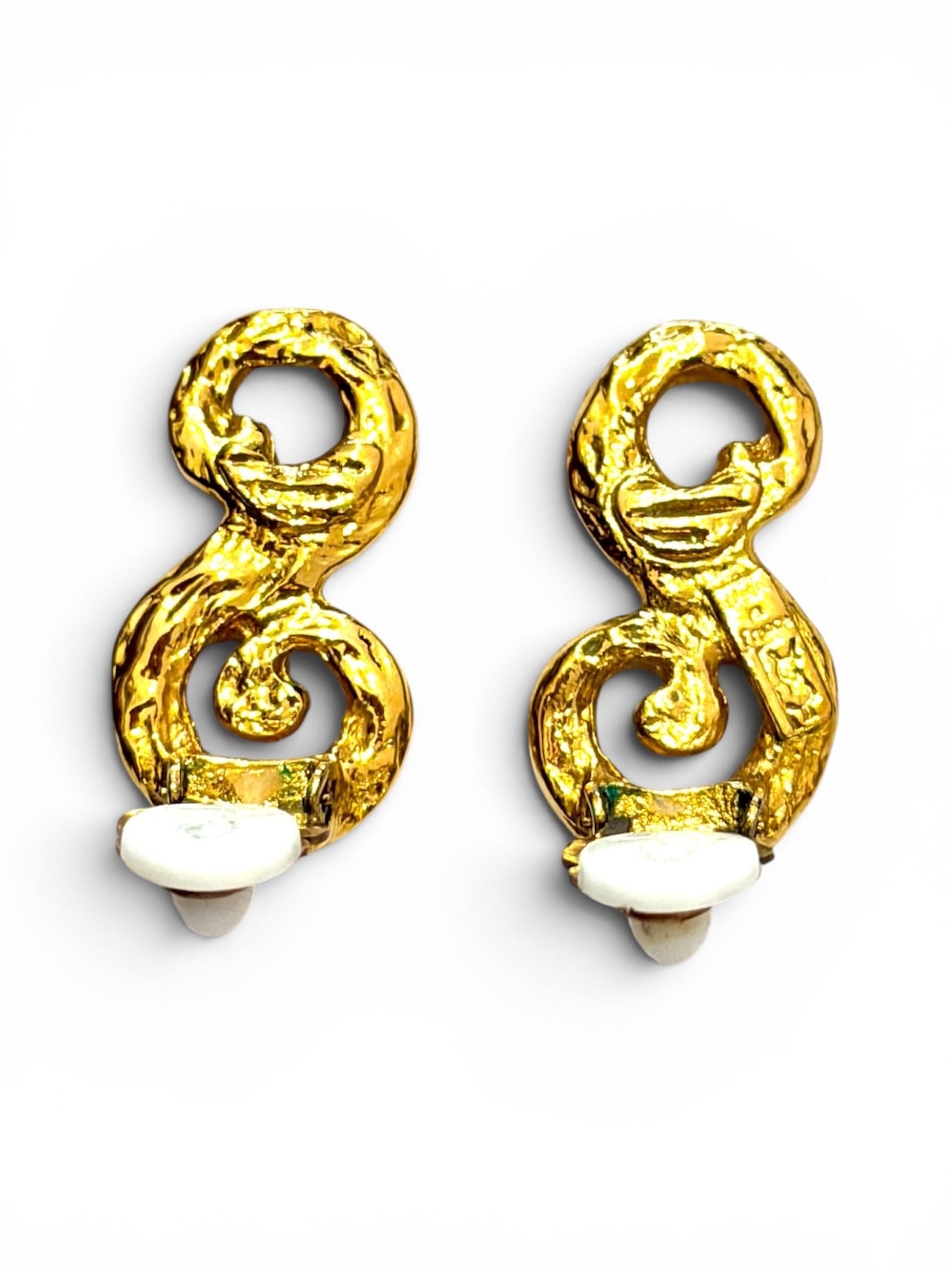 Vintage Yves Saint Laurent Gold-Tone Sculptural Double Scroll Clip-On Earrings