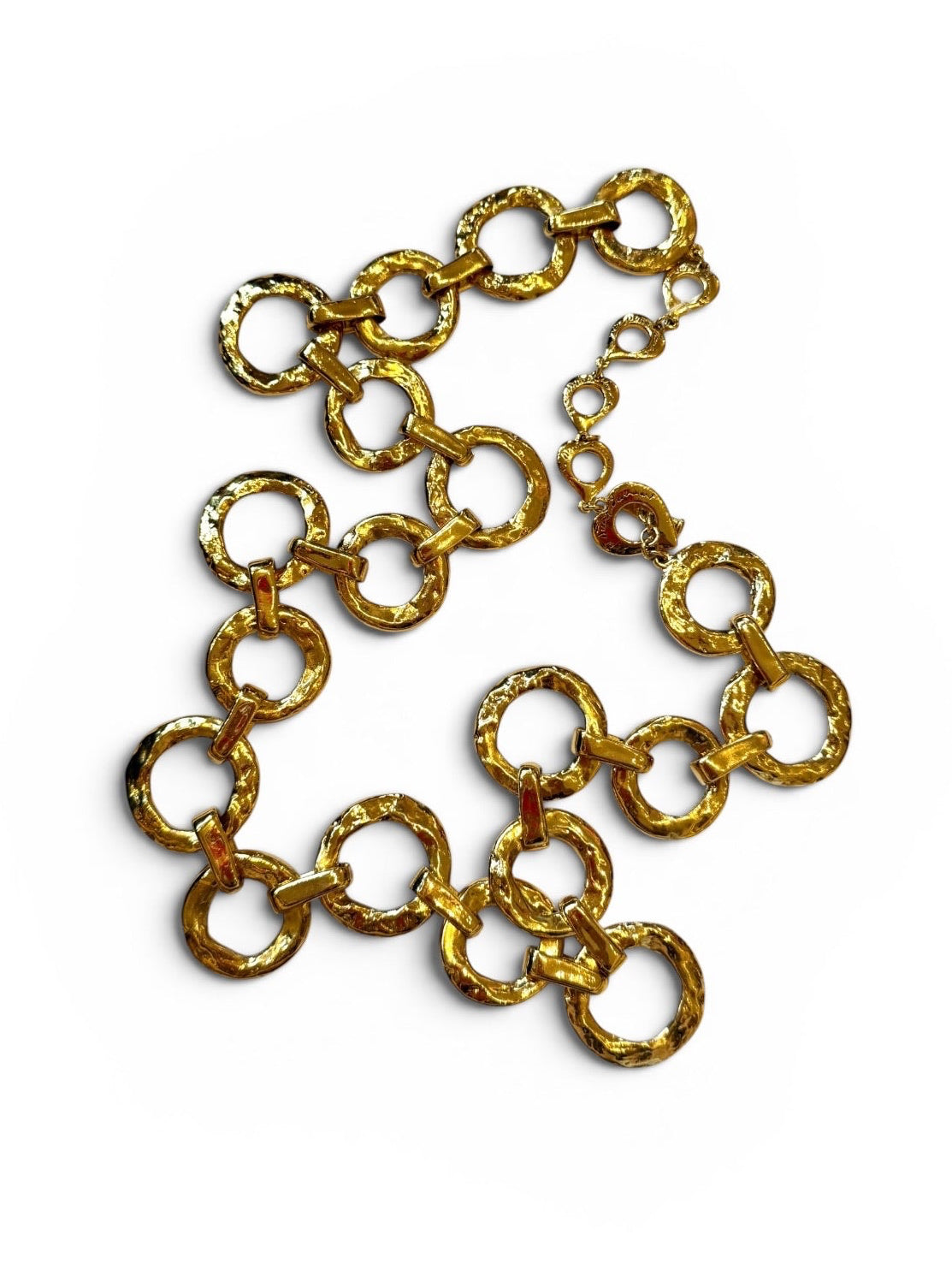 Vintage Yves Saint Laurent Gold-Tone Hammered Circle Link Belt