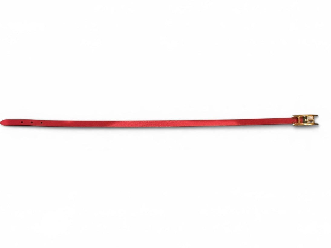 Hermès Hapi Red Epsom Leather Double Wrap Bracelet with Gold-Tone H Buckle