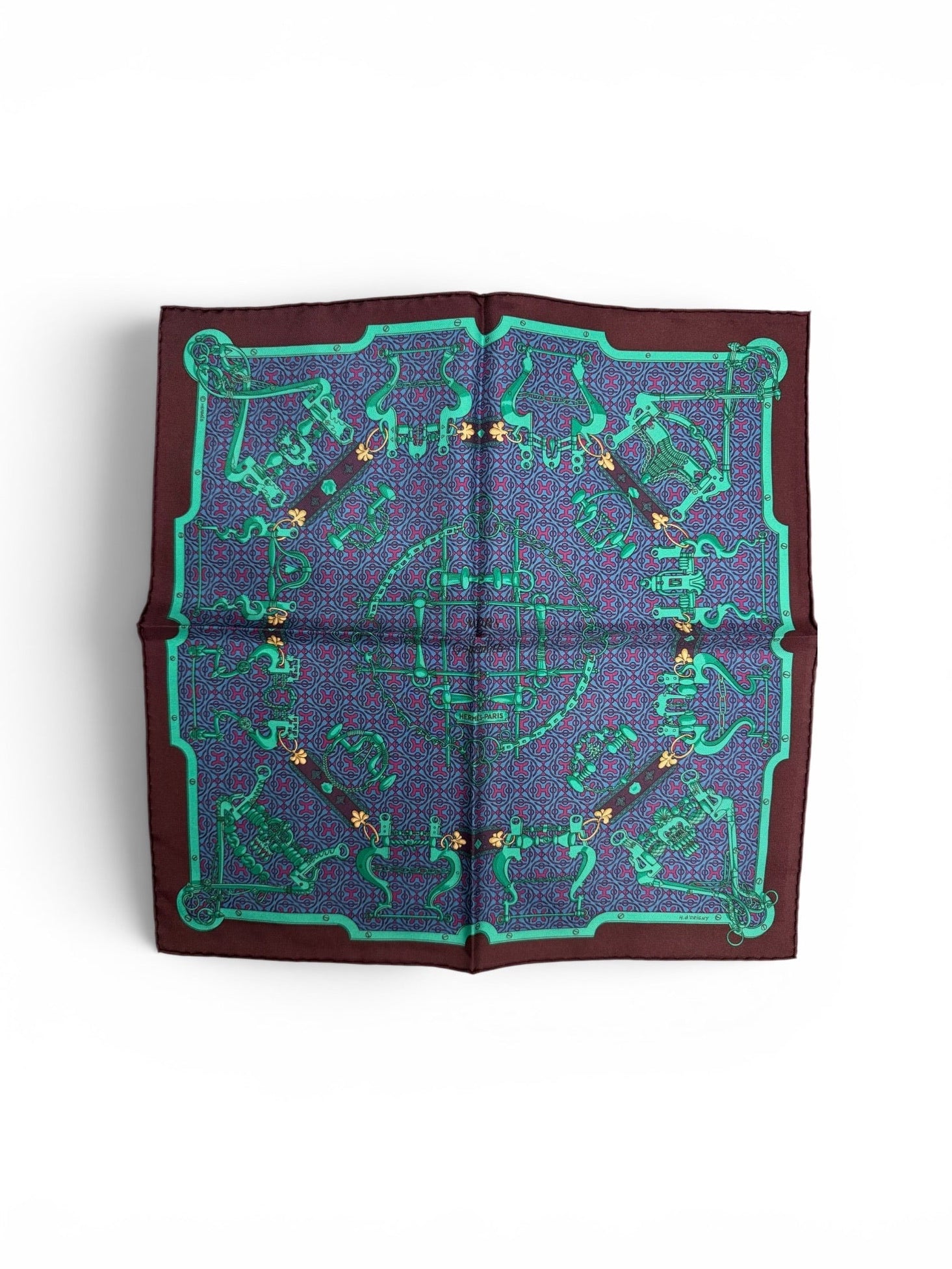 Hermès Paris Silk Gavroche 45 "Mors et Gourmettes"