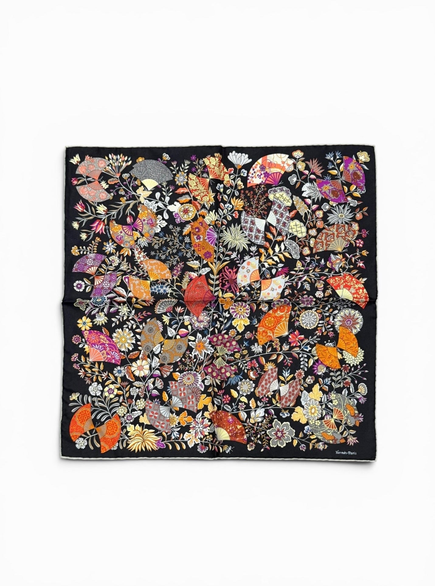 Hermès Paris Silk Gavroche 45 "Fleurs et Papillons de Tissu"