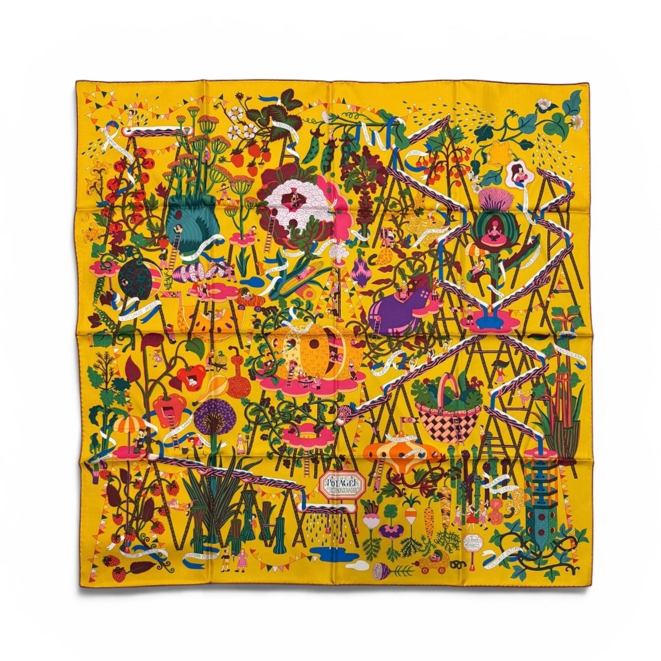 Hermès Paris Silk Carré 90 "Le Potager Extraordinaire"