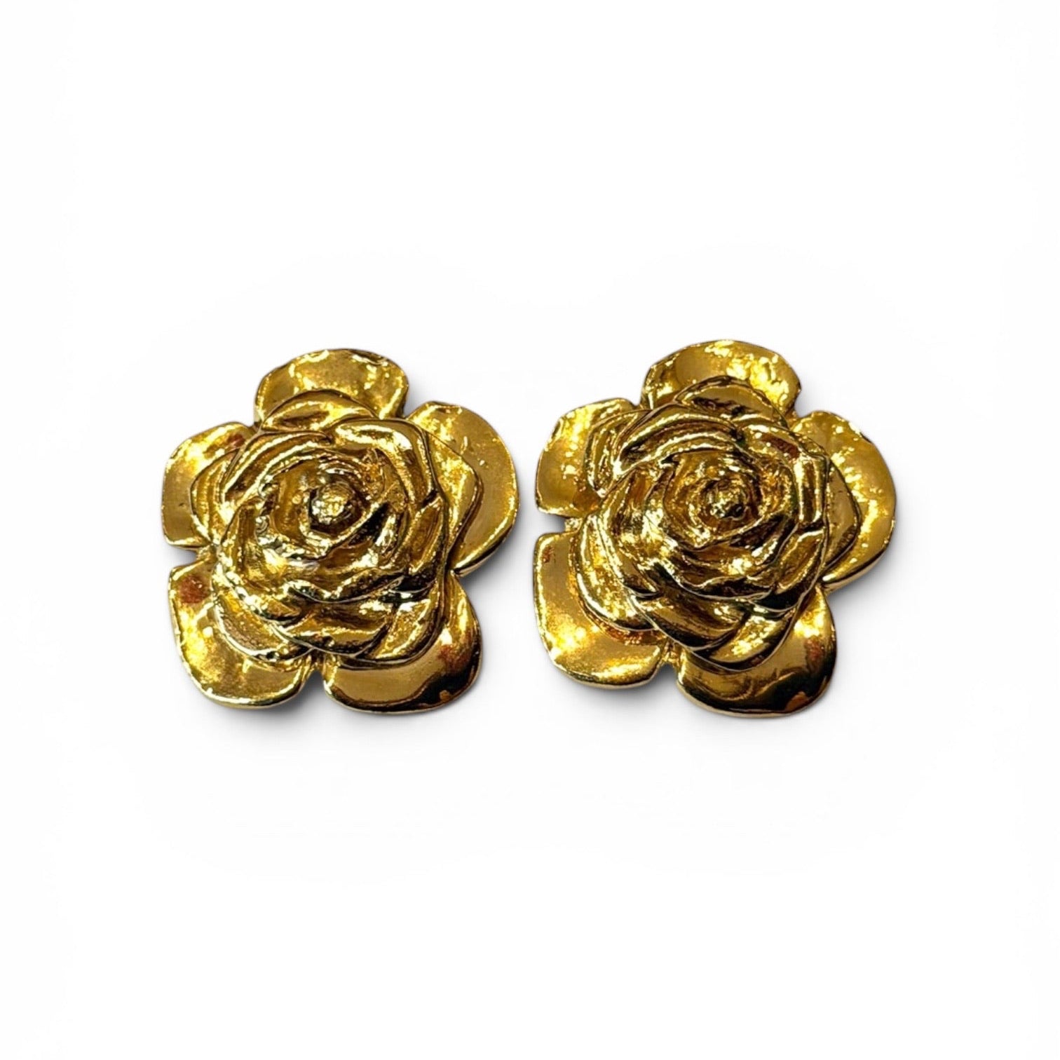 Yves Saint Laurent Gold-Tone Textured Flower Clip Earrings