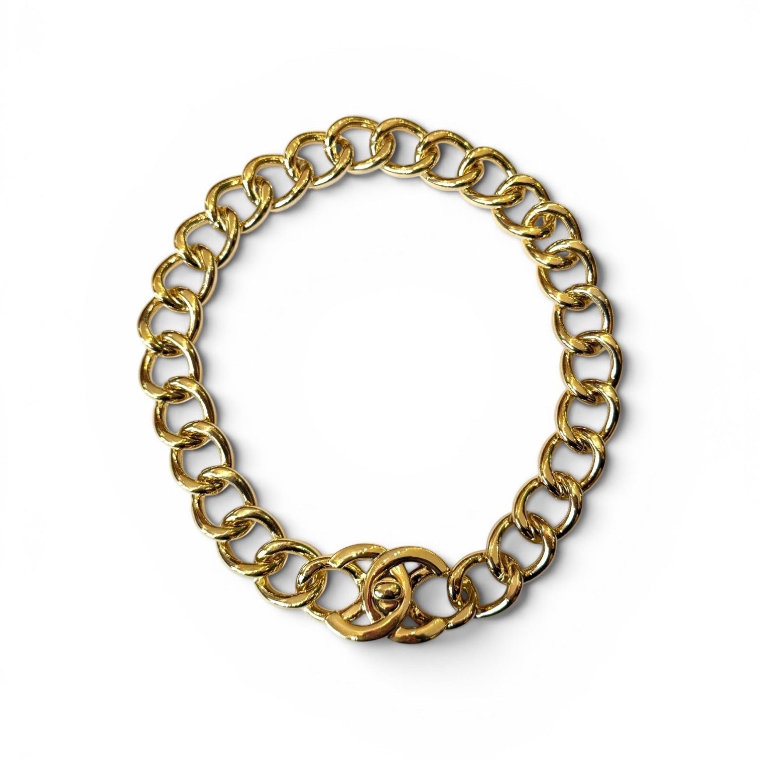Chanel Gold-Tone CC Turnlock Chunky Chain Necklace