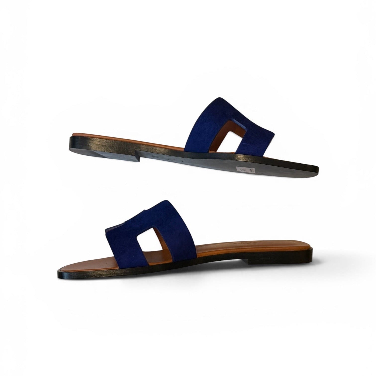 Hermès Oran Blue Suede Sandals