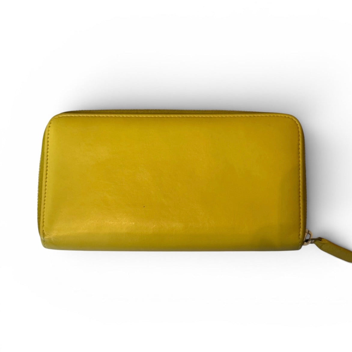 Chanel Yellow Leather Zip-Around Wallet