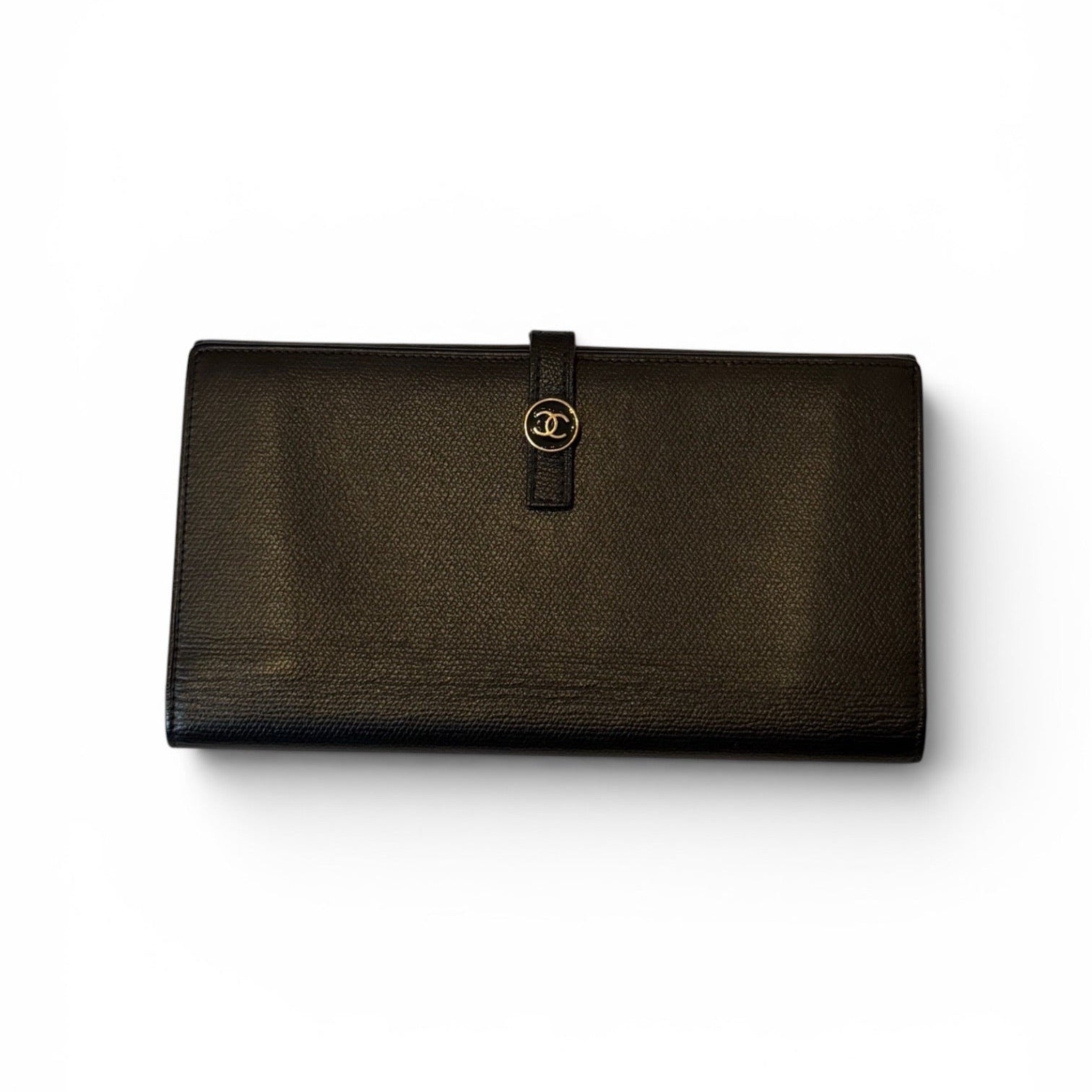 Chanel Black Leather Long Bifold Wallet