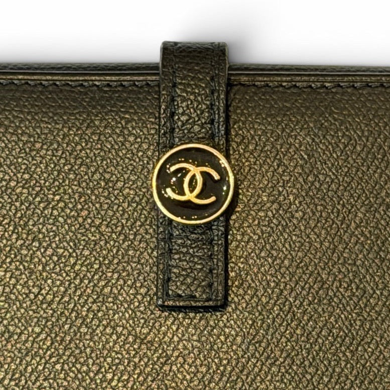 Chanel Black Leather Long Bifold Wallet