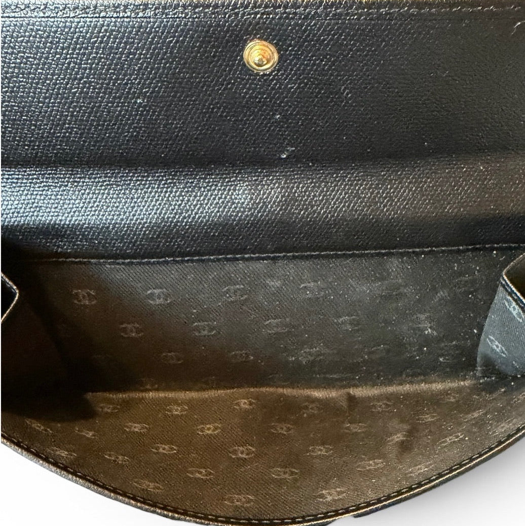 Chanel Black Leather Long Bifold Wallet
