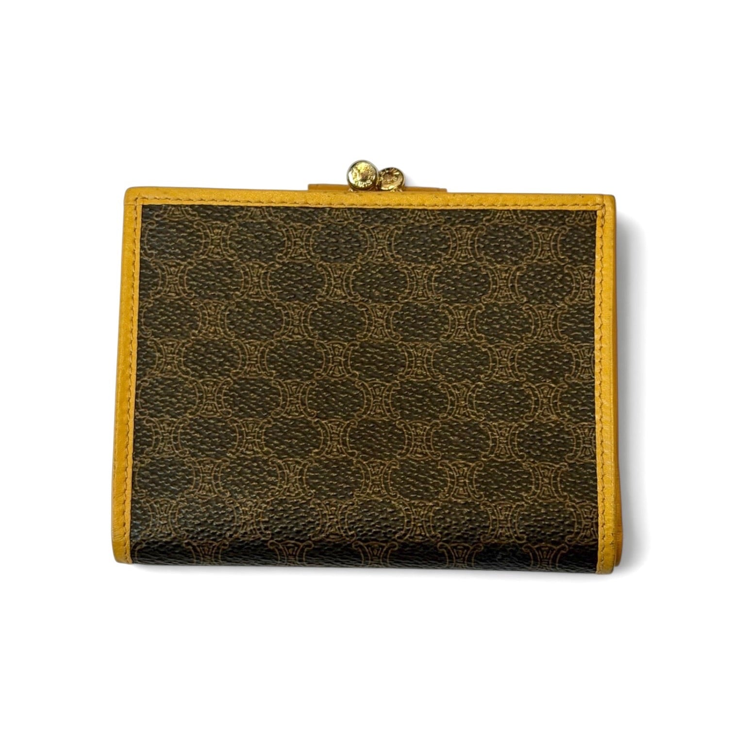 Celine Macadam Monogram Yellow Trim Compact Wallet