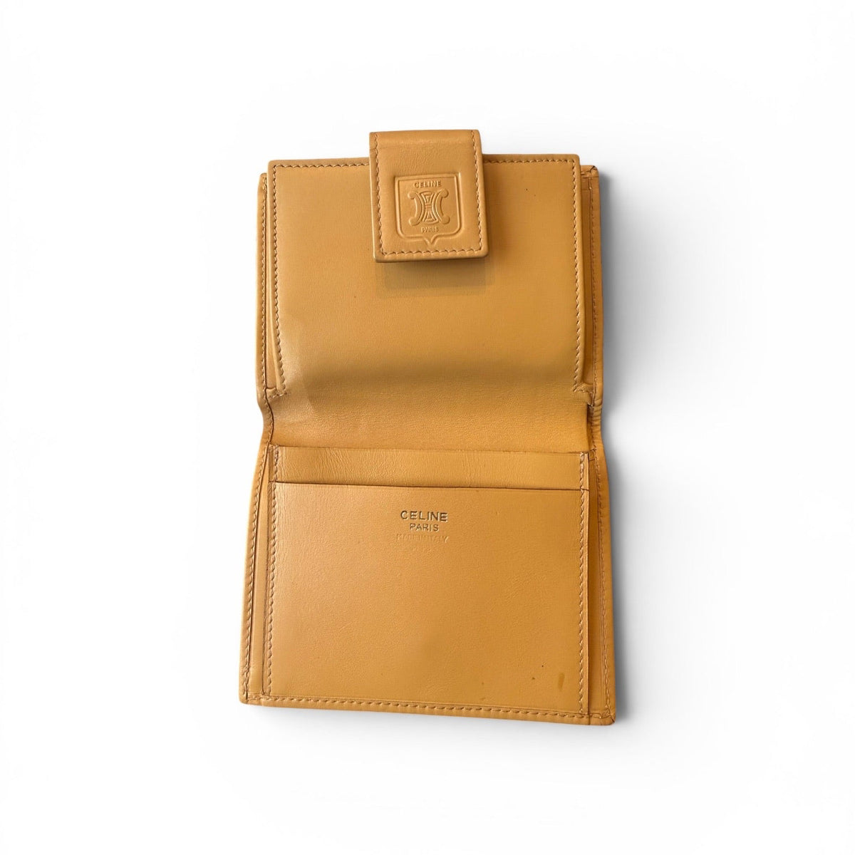 Celine Macadam Monogram Yellow Trim Compact Wallet
