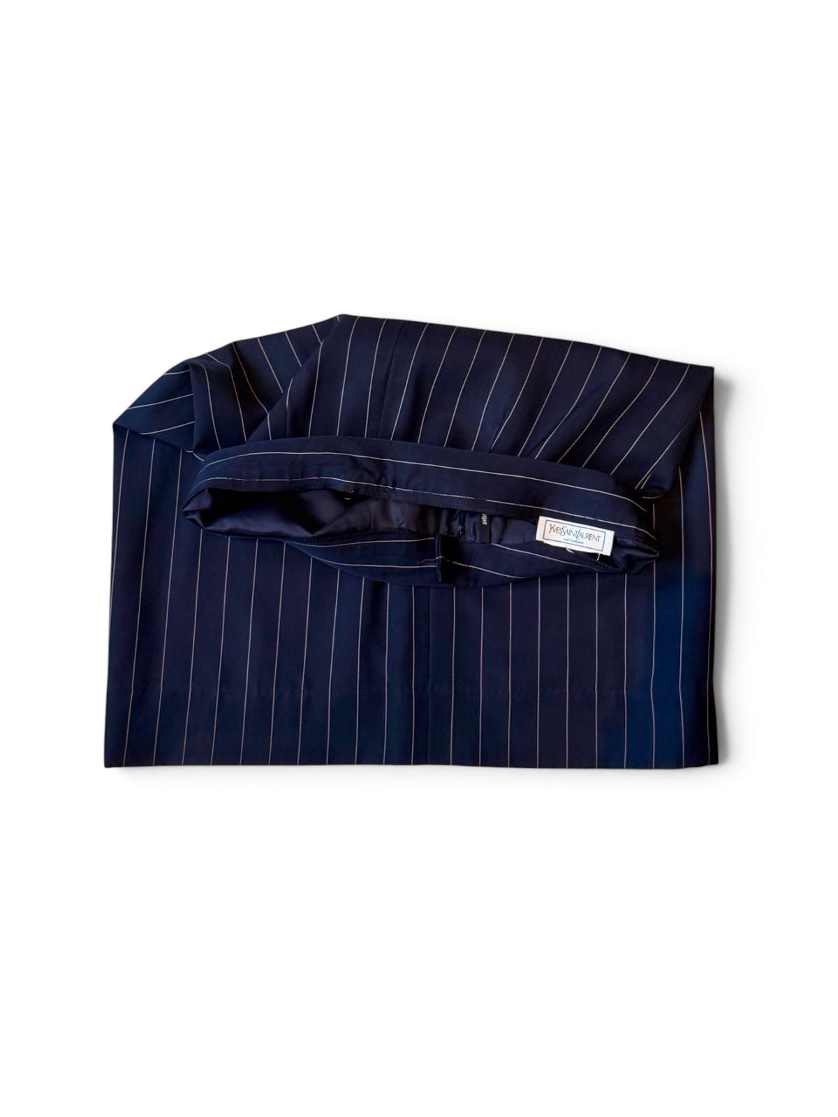 Yves Saint Laurent Variation Navy Pinstripe Skirt Suit