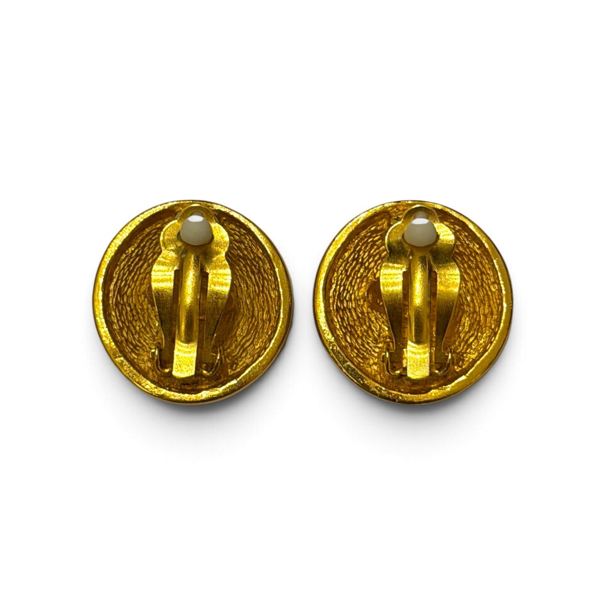 Chanel CC Gold-Tone Quilted Clip Earrings