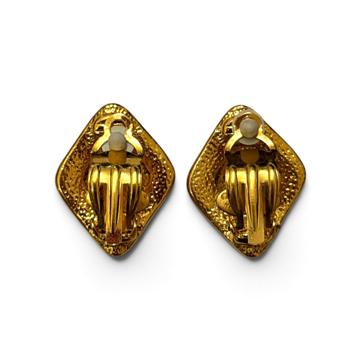 Chanel CC Gold-Tone Diamond Clip Earrings