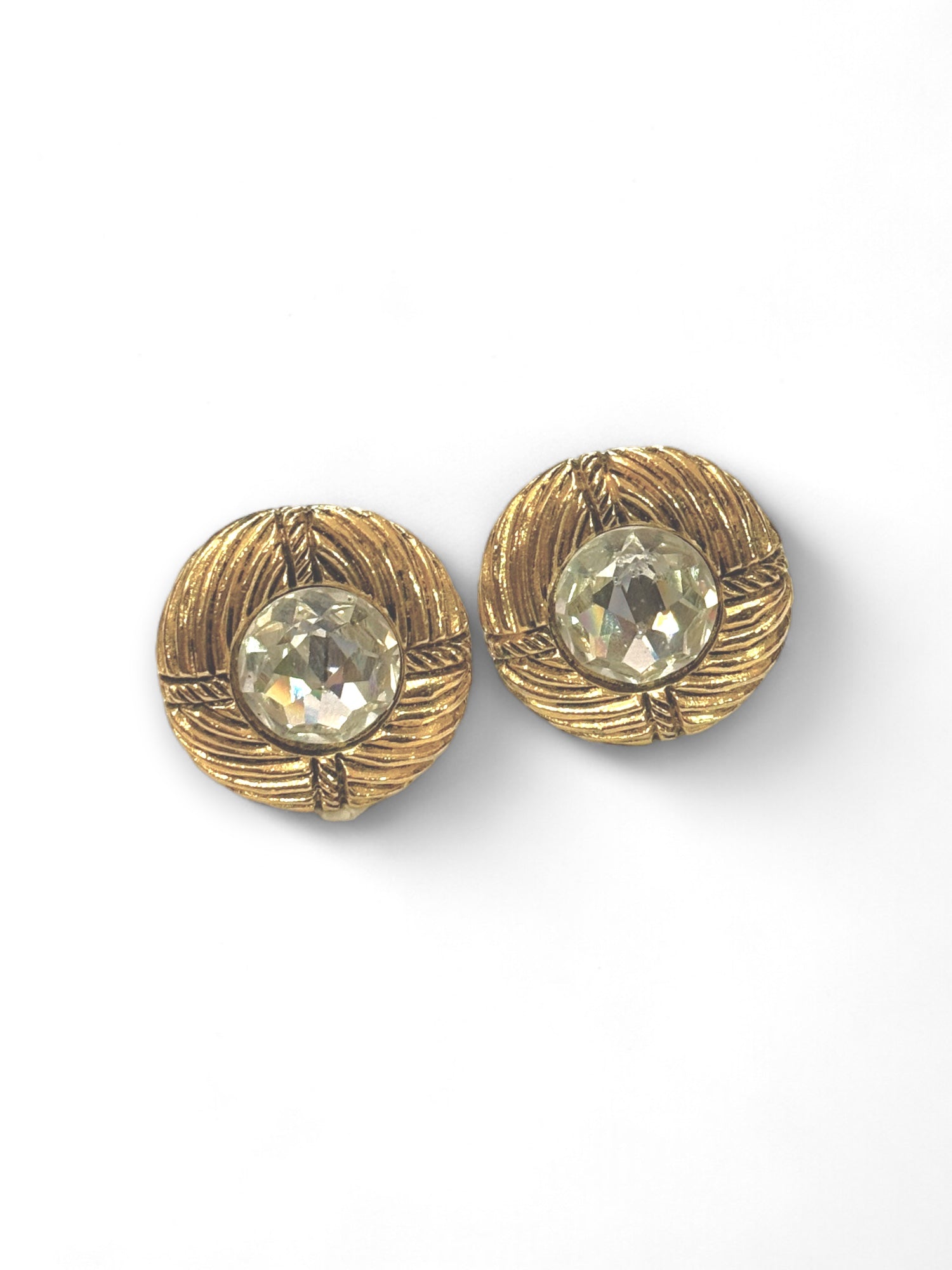 Vintage stone clip earrings