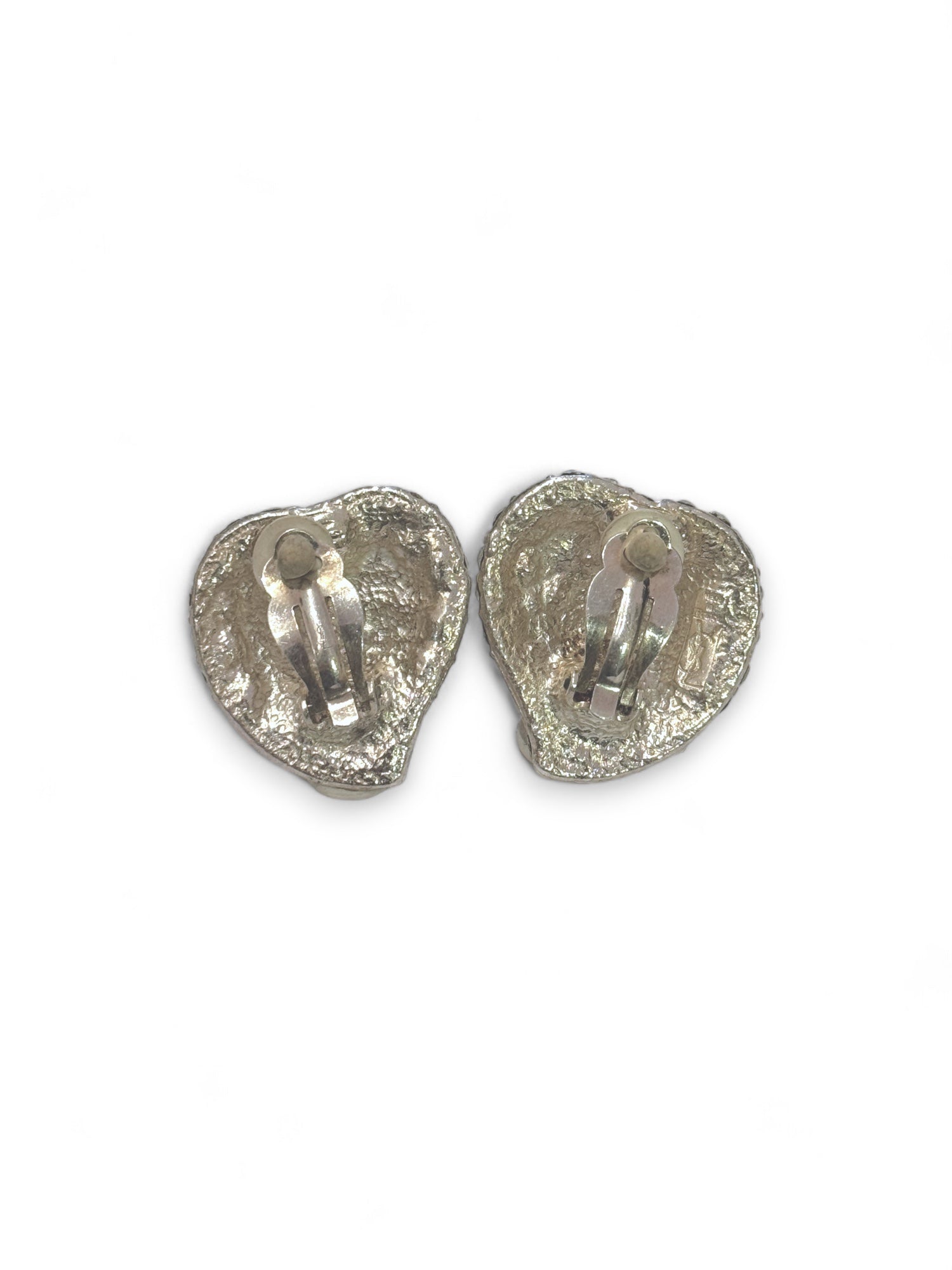 Boucles d'oreilles à clip en forme de cœur ornées de strass rares