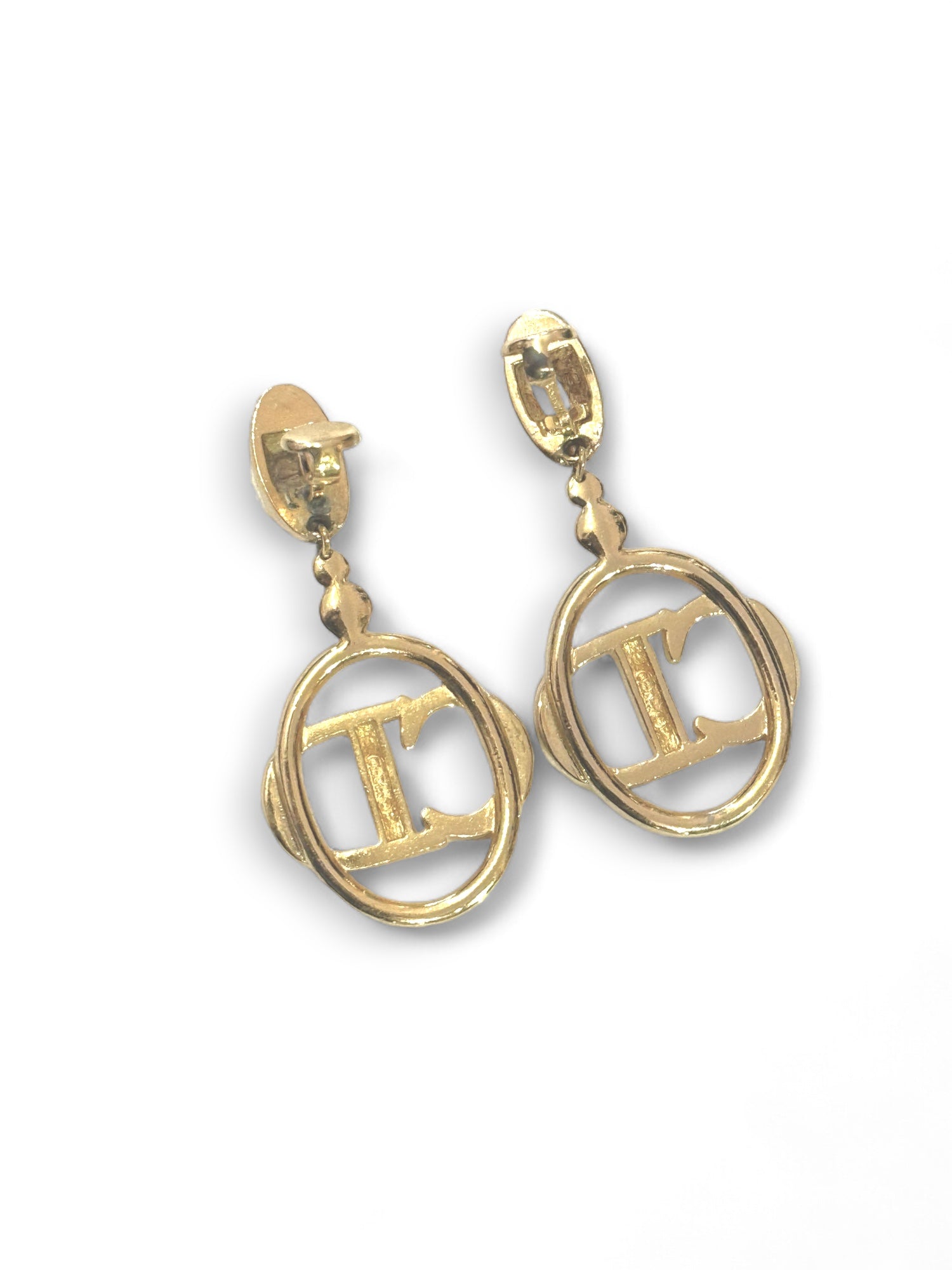 Vintage CD pendant clip earrings
