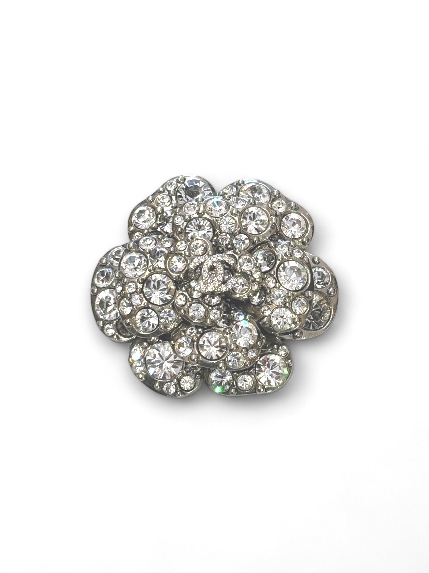 Rare strass embellished camélia brooch