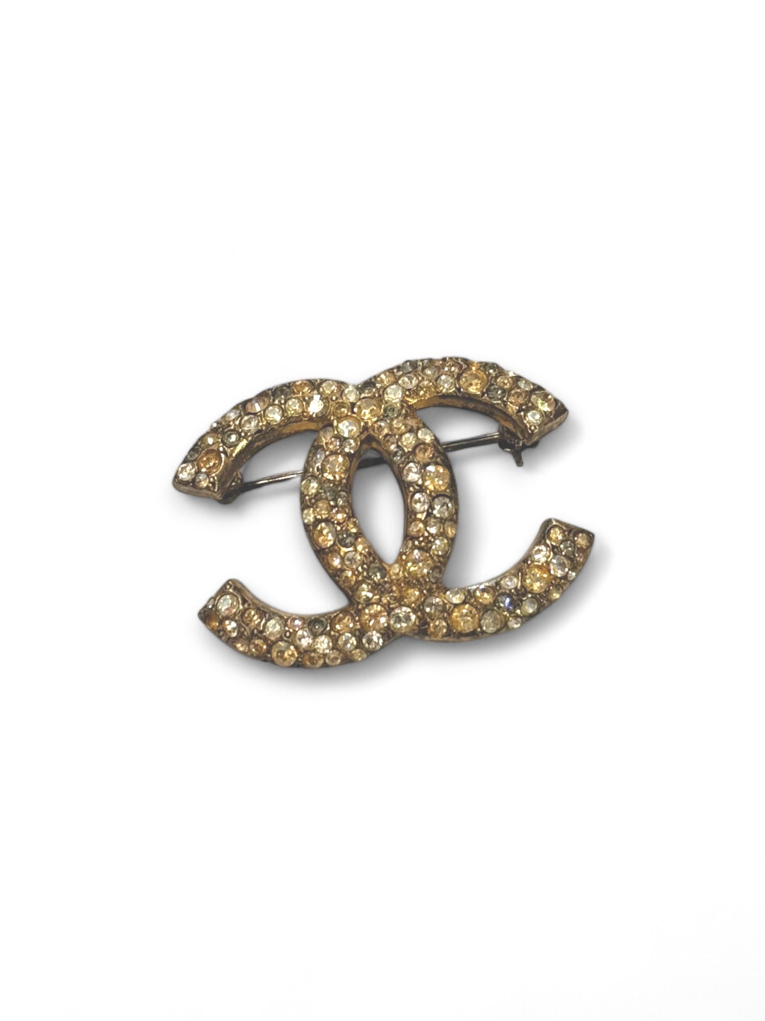 Strass embellished CC brooch
