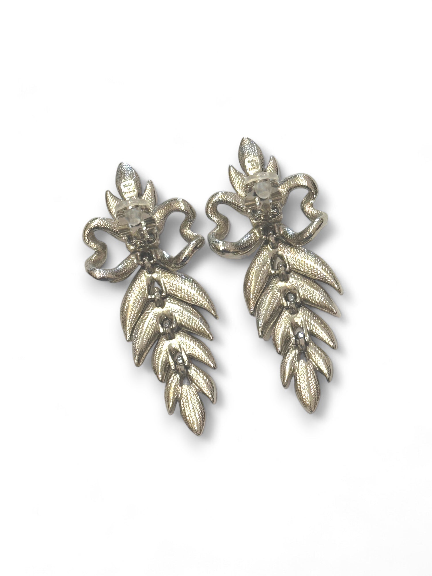 Strass embellished pendant clip earrings