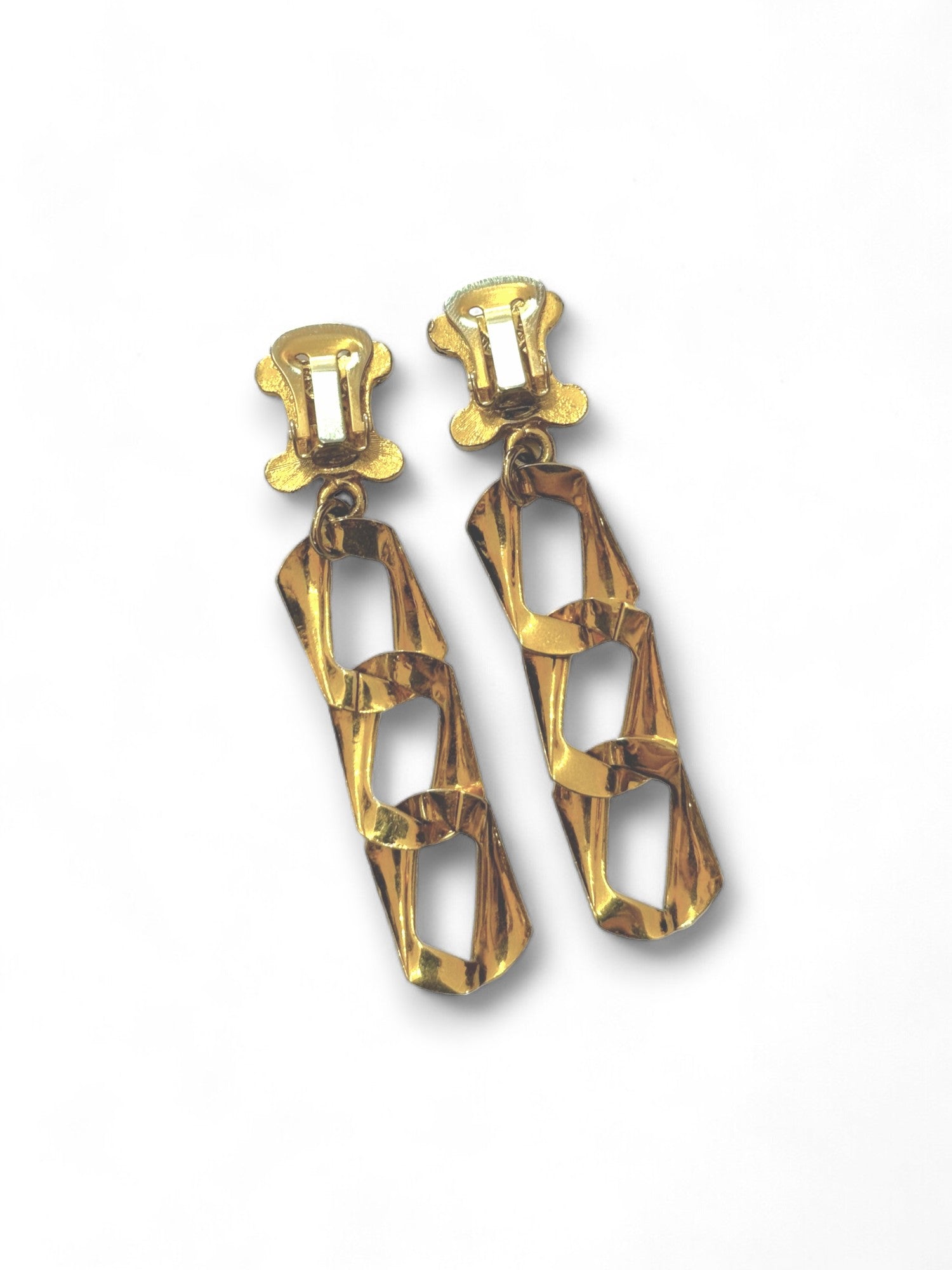 Rare chaine pendant clip earrings
