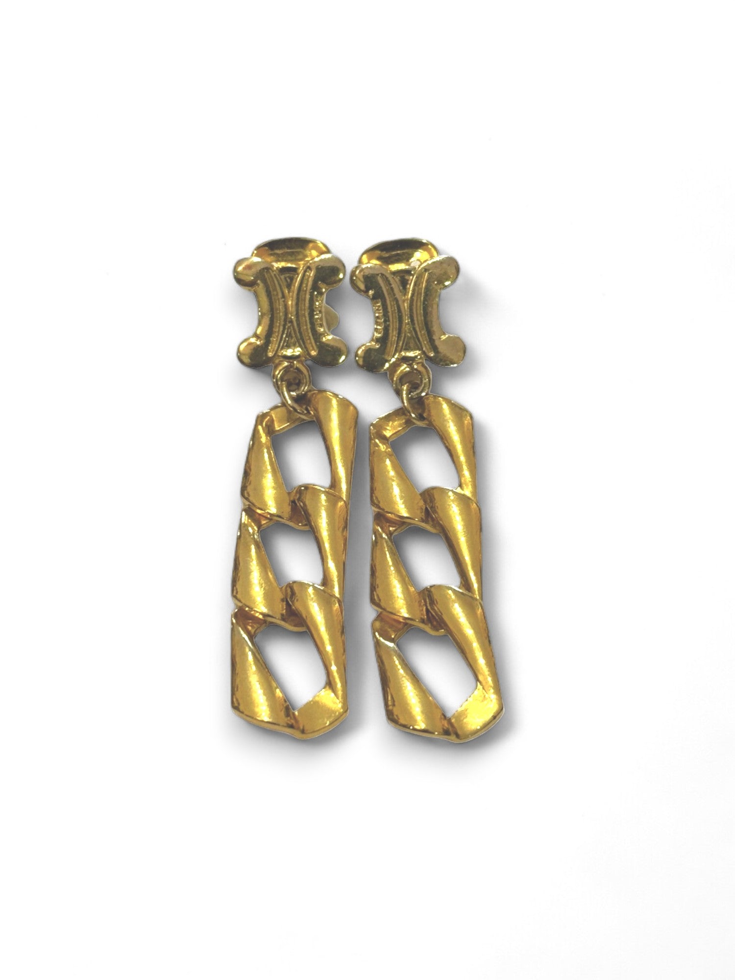 Rare chaine pendant clip earrings