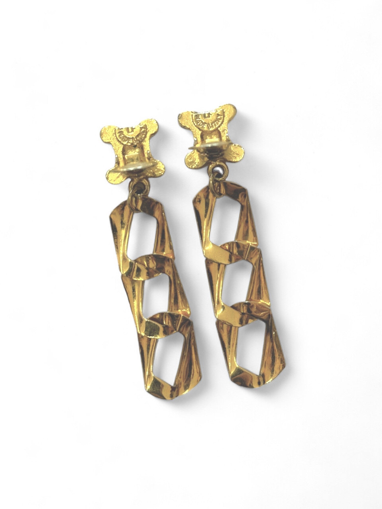 Rare chaine pendant clip earrings